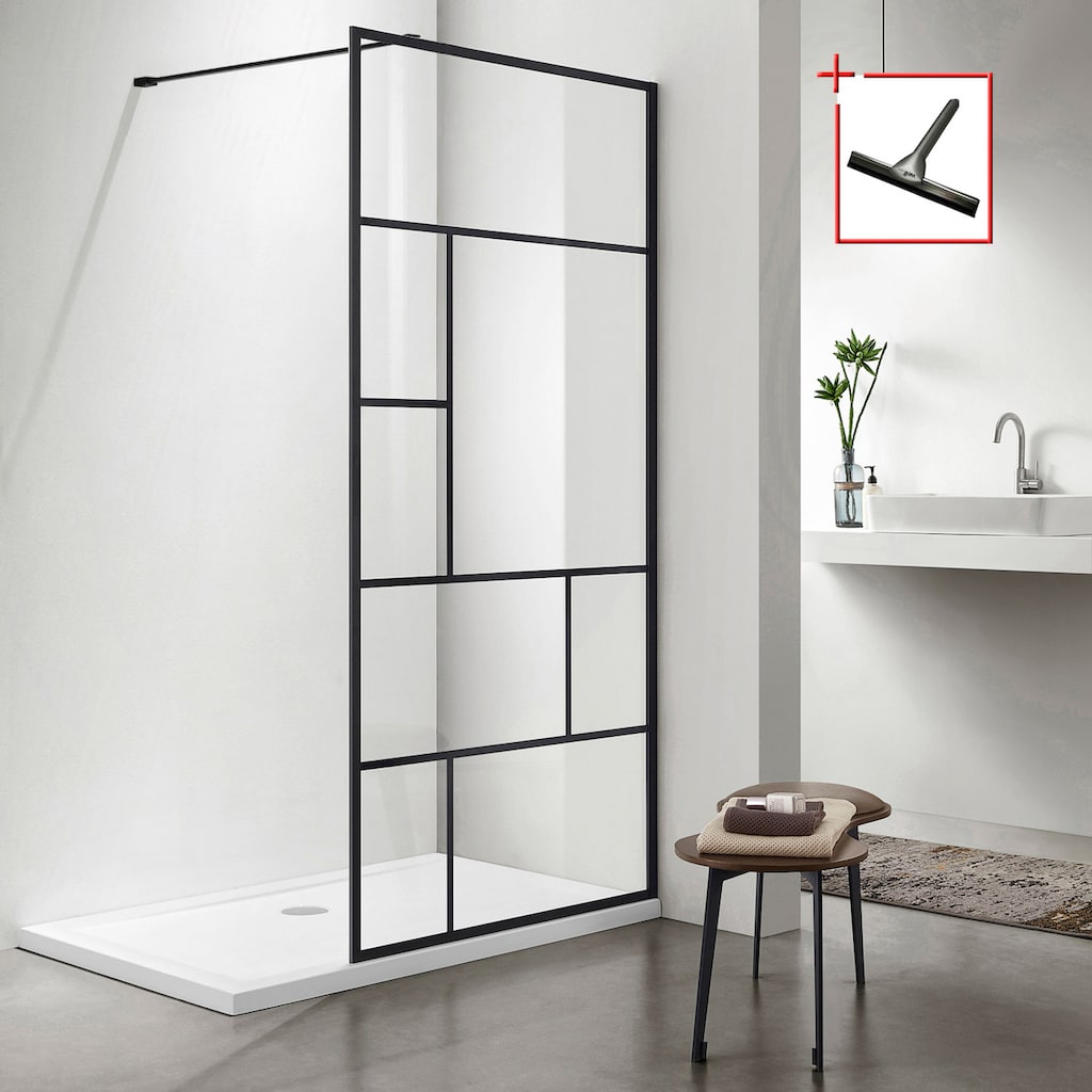 welltime Walk-in-Dusche »Duschabtrennung«, Sicherheitsglas, in 3 verschiedenen Breiten 80cm, 90cm & 100cm