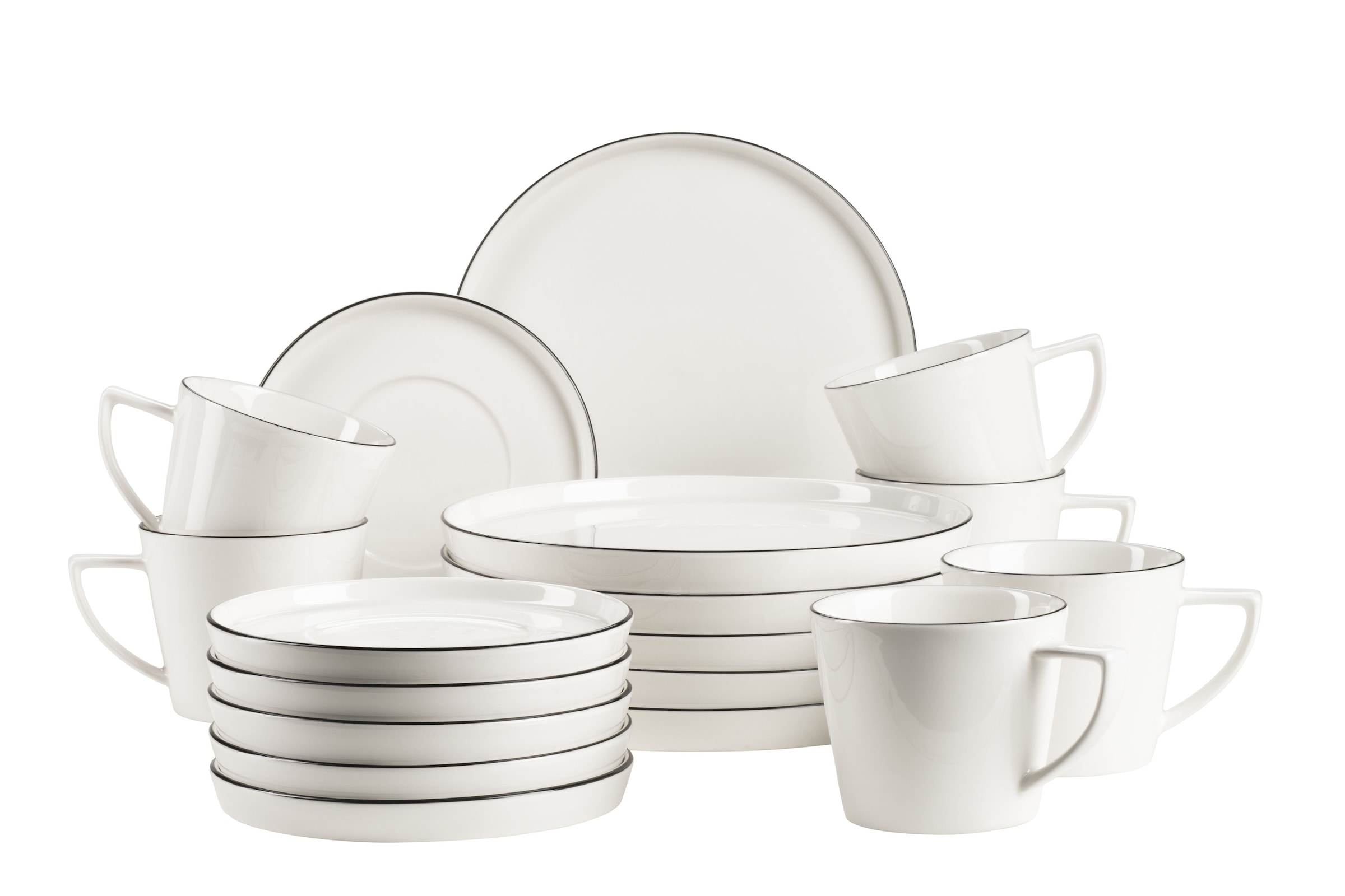 Mäser Kaffeeservice, Porzellan Sita Weiß / Schwarz