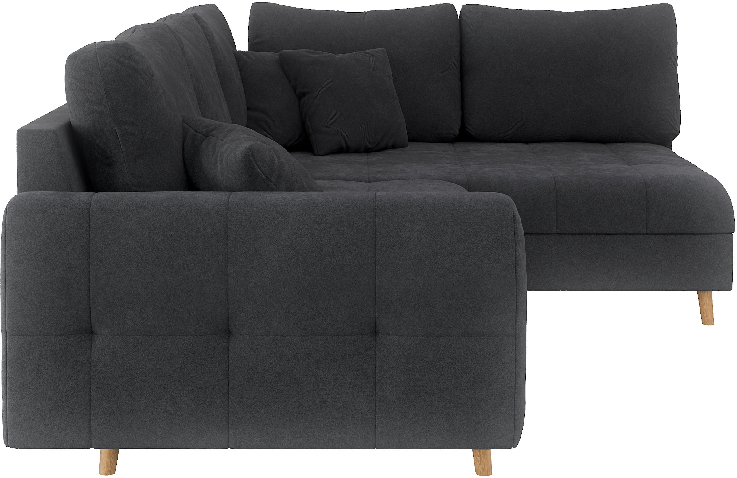 Home affaire Ecksofa »CHARRE L-Form mit Ottomane, Maße B/T/H: 231/161/81 cm«, feine Steppung, lose Rücken- und Zierkissen, auch in Cord und Bouclé