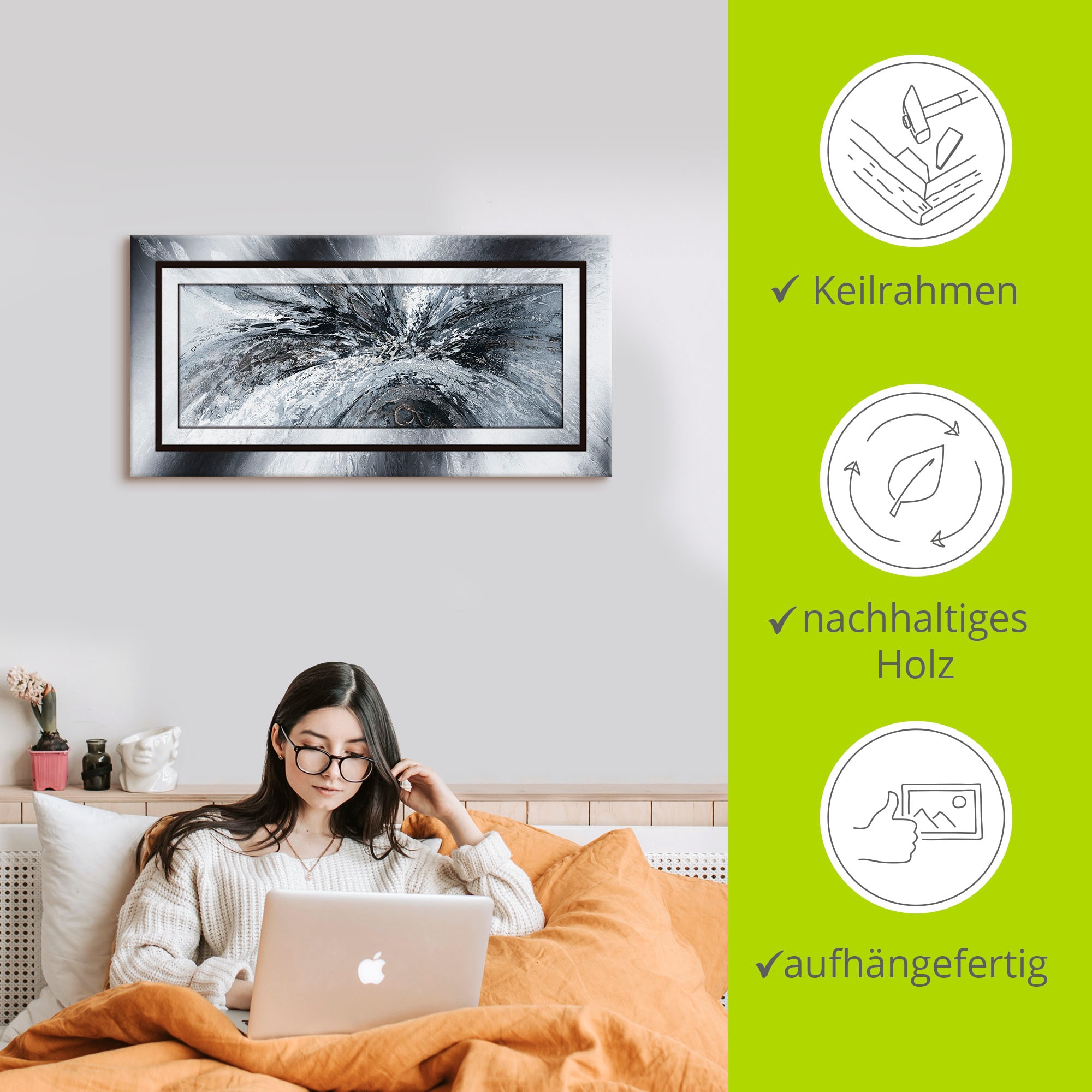 Artland Wandbild »Schwarz - weiß abstrakt 1« Muster 1 Stk. tlg. als Alubild, Outdoorbild, Leinwandbild, Poster in verschied. Größen