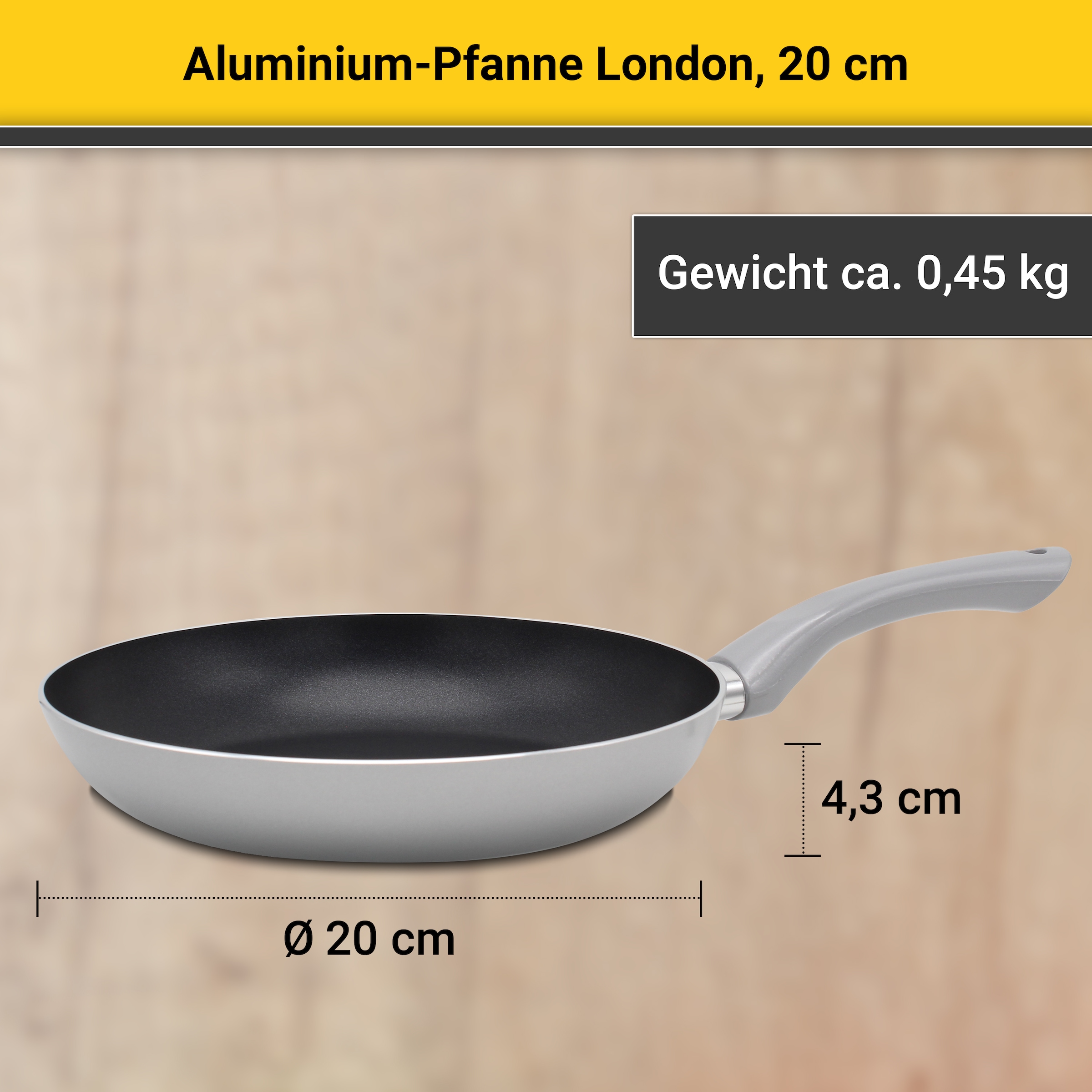 Krüger Bratpfanne »Aluminium Pfanne London« Aluminium 1 Stk. tlg. für Induktions-Kochfelder geeignet