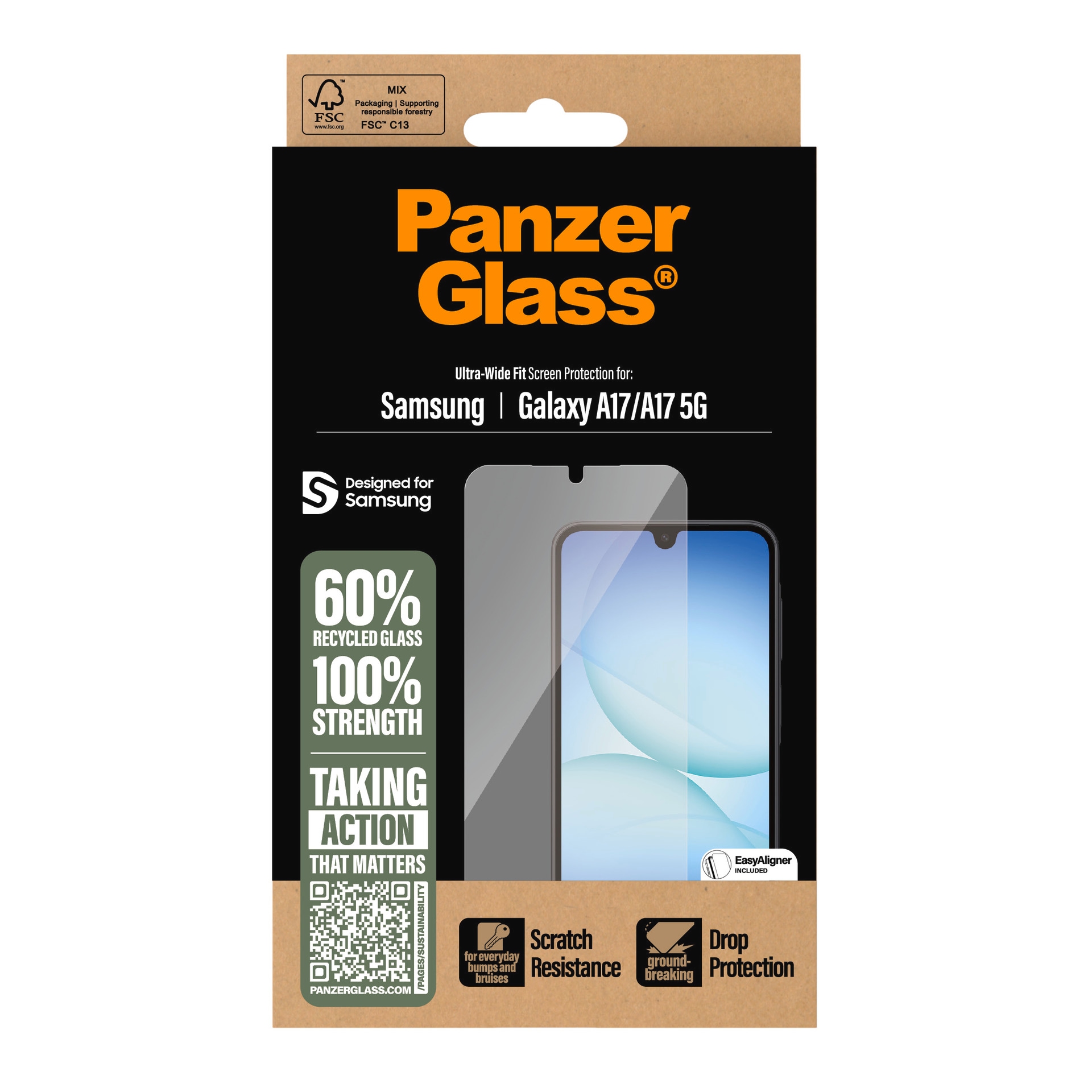 CARE by PanzerGlass Displayschutzglas »Ultra-Wide Fit Screen Protector«, für Samsung Galaxy A17-Samsung Galaxy A17 5G, Displayschutzfolie, Schutzfolie, Bildschirmschutz, kratz- & stoßfest