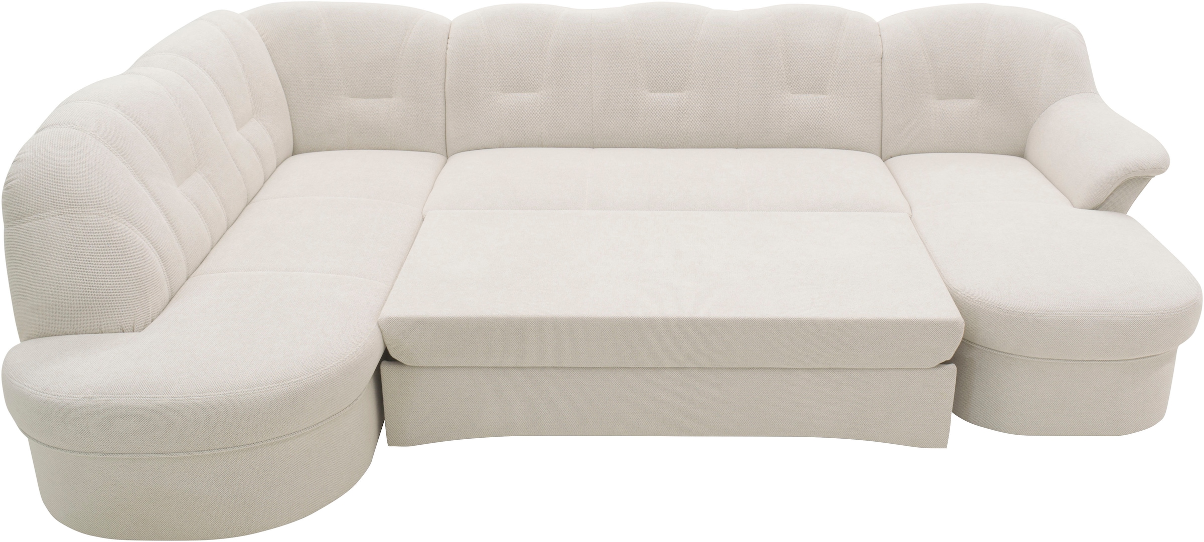 DOMO collection Wohnlandschaft »Flores auch in Leder-Bezug, B/T/H: 293/180/86 cm, U-Form«, (3 St.), wahlweise mit Bettfunktion, wahlweise mit Federkern