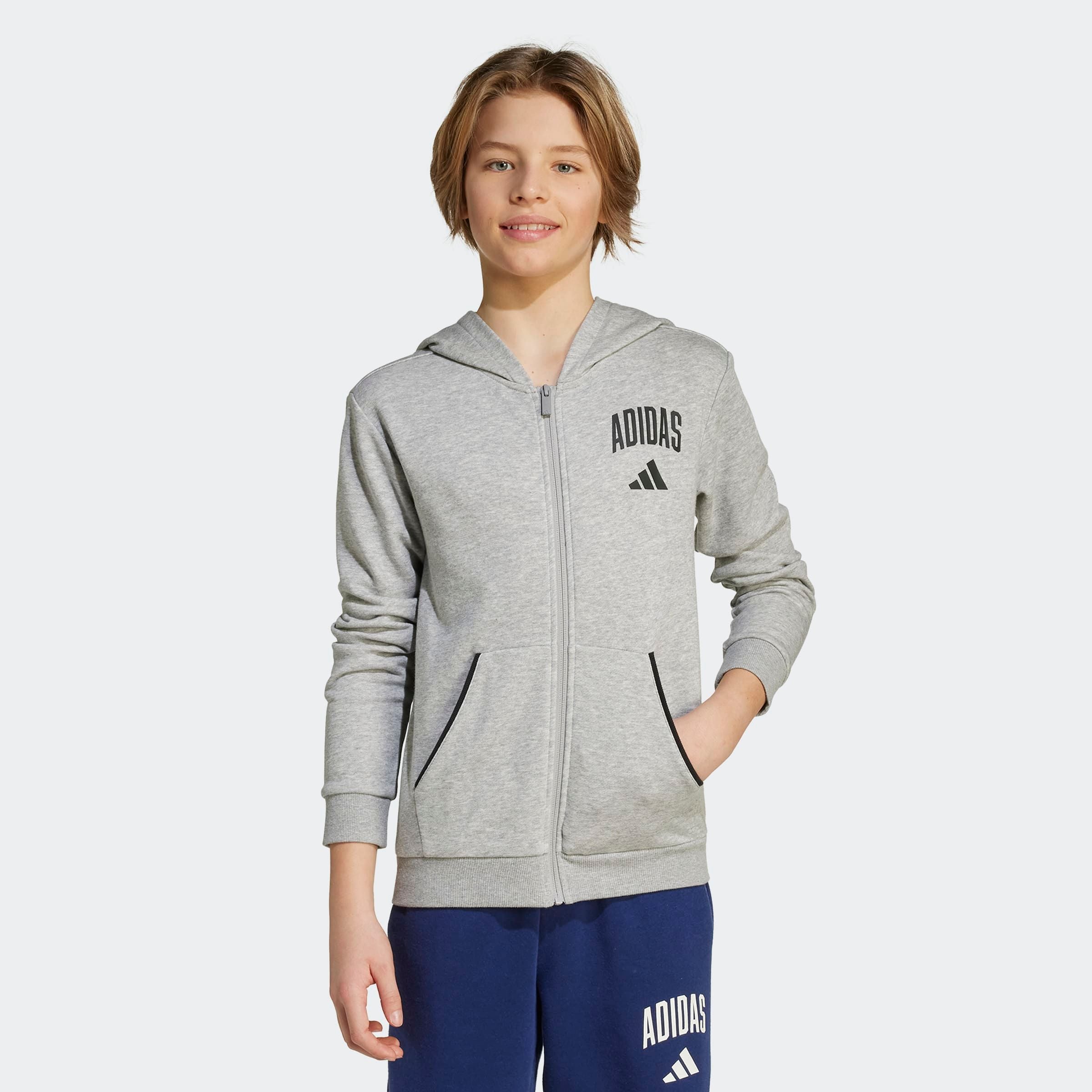adidas Sportswear Kapuzensweatshirt »SEASONALS ESSENTIALS COLLEGIATE TYPOGRAPHY FULL-ZIP HOODIE KIDS«
