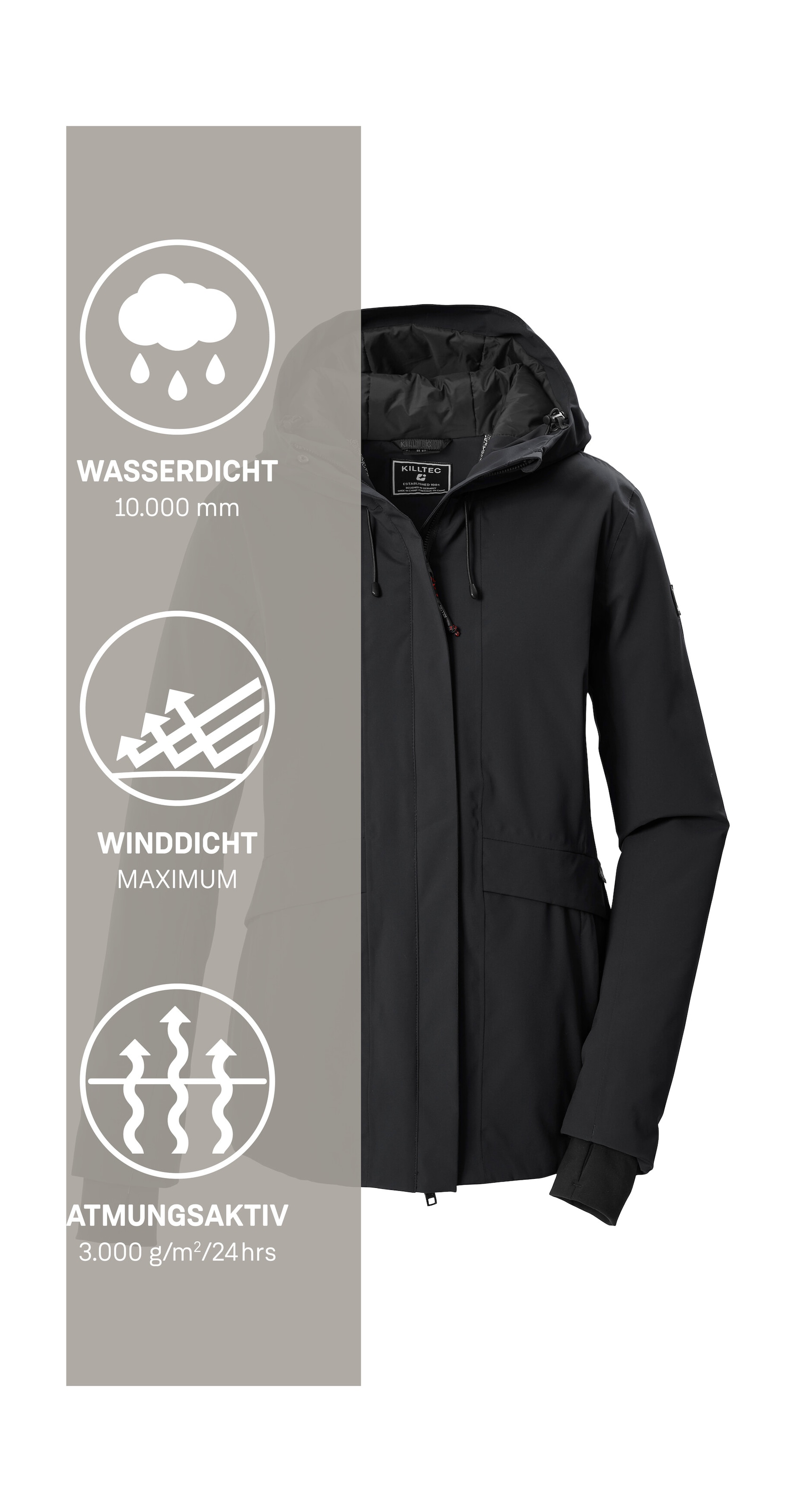 Killtec Funktionsjacke »KOW 24 WMN JCKT« Wind- und wasserdichte Damenjacke mit Teflon EcoElite™ Imprägnierung