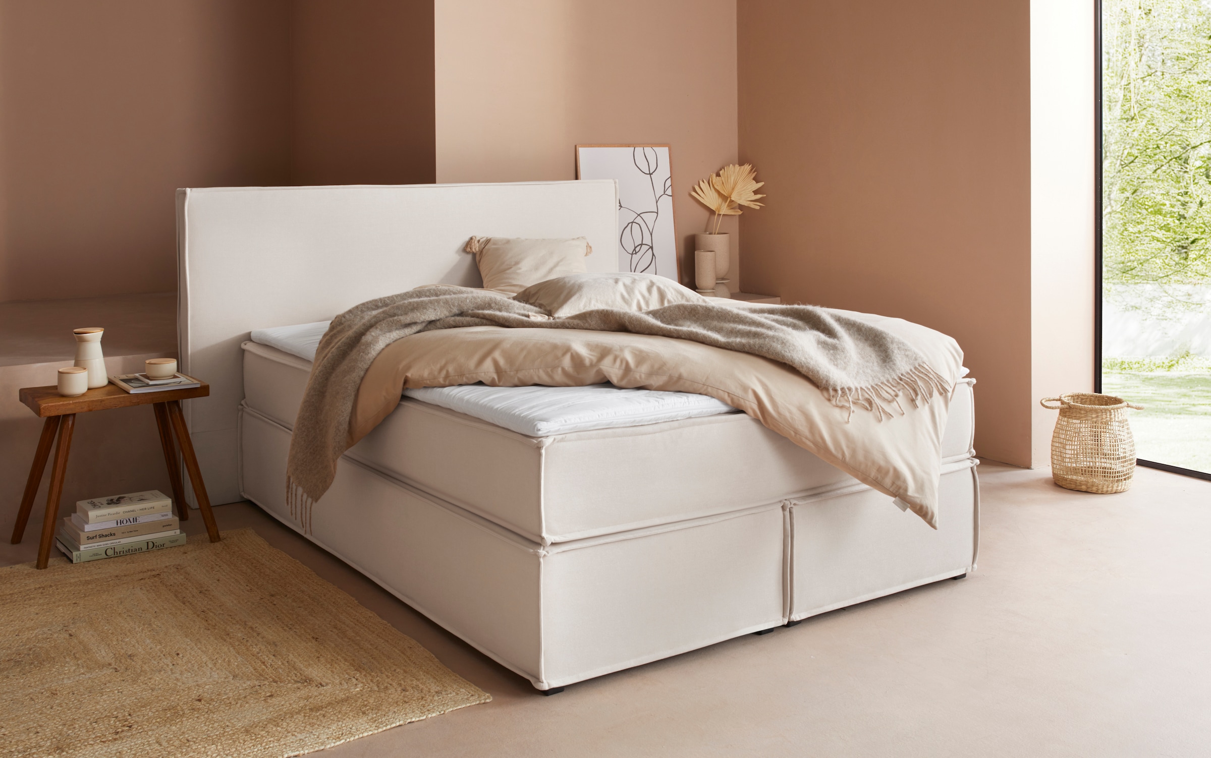 LeGer Home by Lena Gercke, Boxspringbett »Yuma« incl. Topper, in 4 Breiten, 3 Matratzenarten und je 2 Härtegraden, beige, 100% Polyester, beige