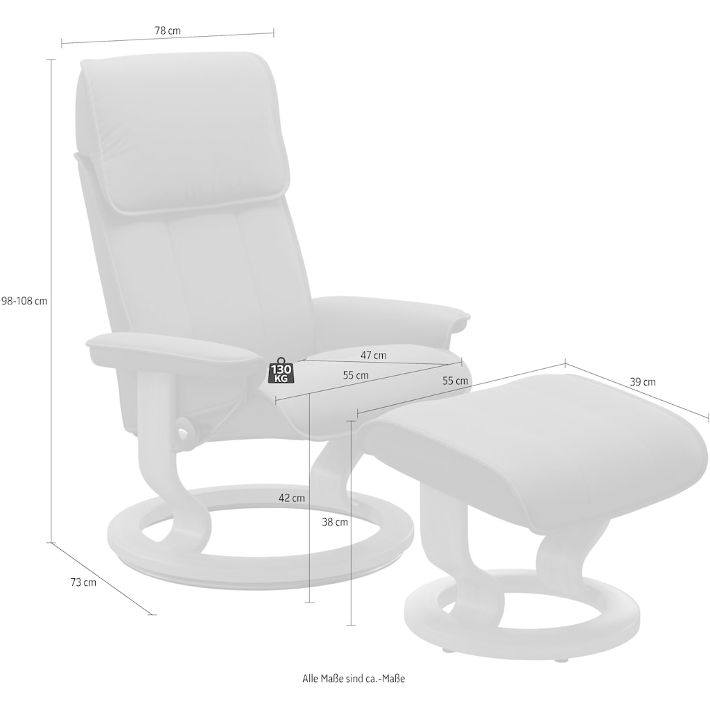 Stressless® Relaxsessel »Admiral«, (Set, Relaxsessel inkl. Hocker), mit Classic Base, Größe M & L, Gestell Schwarz