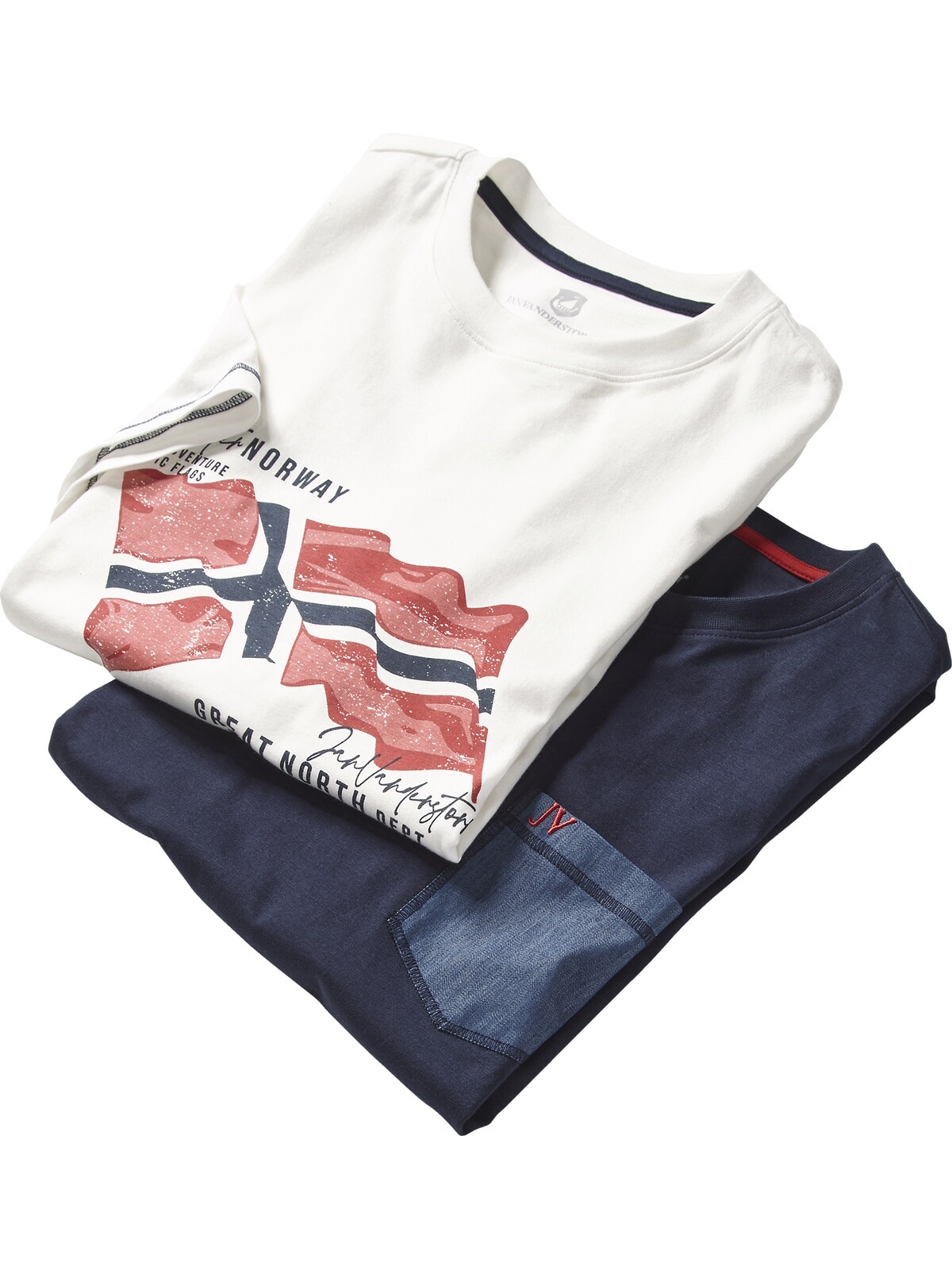 Jan Vanderstorm T-Shirt »Doppelpack T-Shirt BALDEN«, (2 tlg.), mit Brusttasche