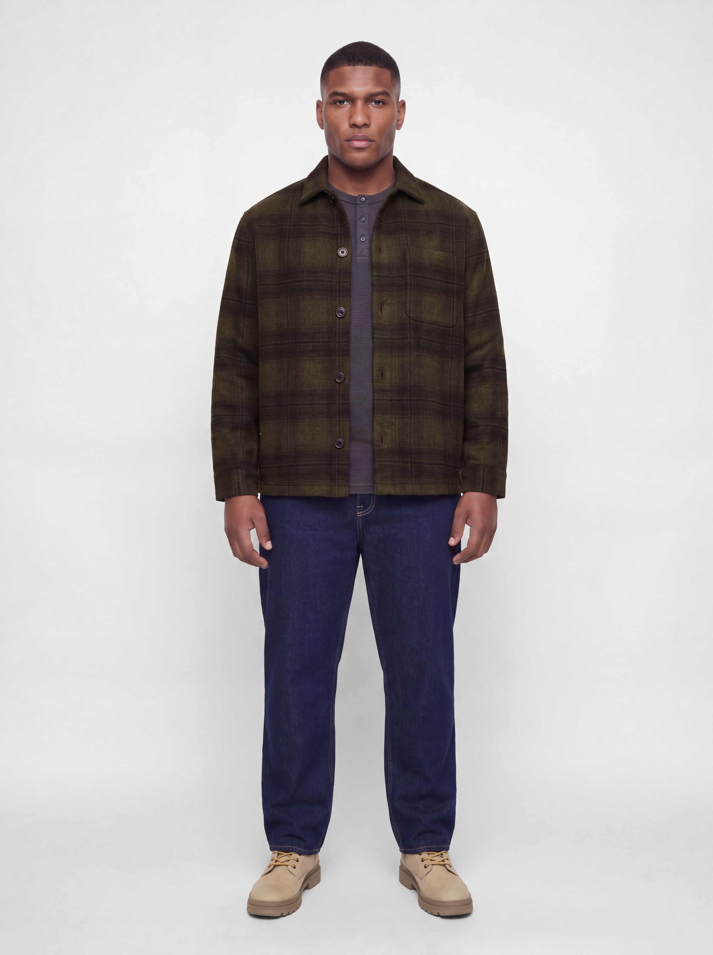 Jack & Jones PlusSize Langarmhemd »JJESOHO OLLIE OVERSHIRT LS SN PLS« Materialmix, regular fit