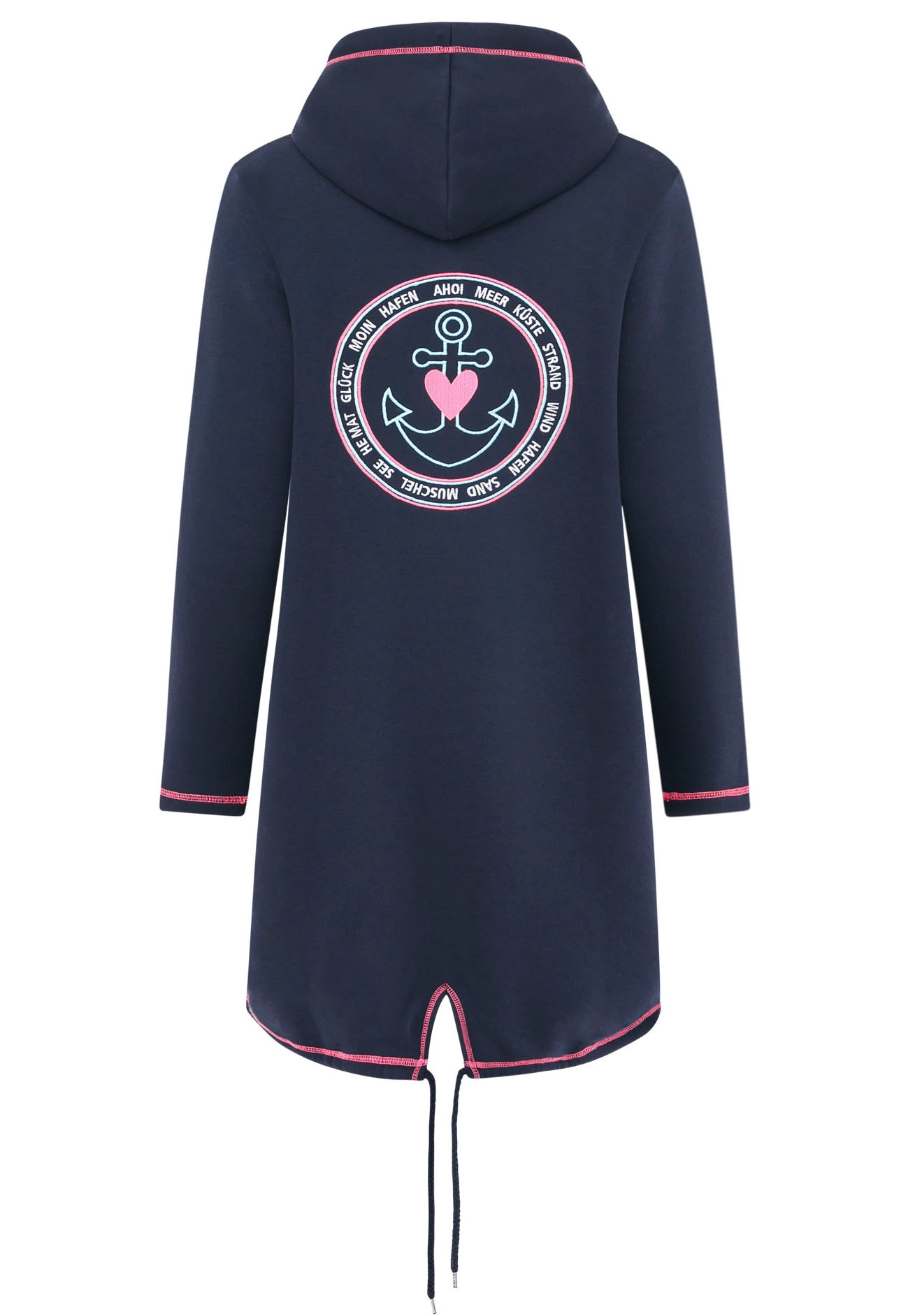 Zwillingsherz Kapuzensweatjacke, mit Kapuze, Rückenprint und kleinere Frontprints