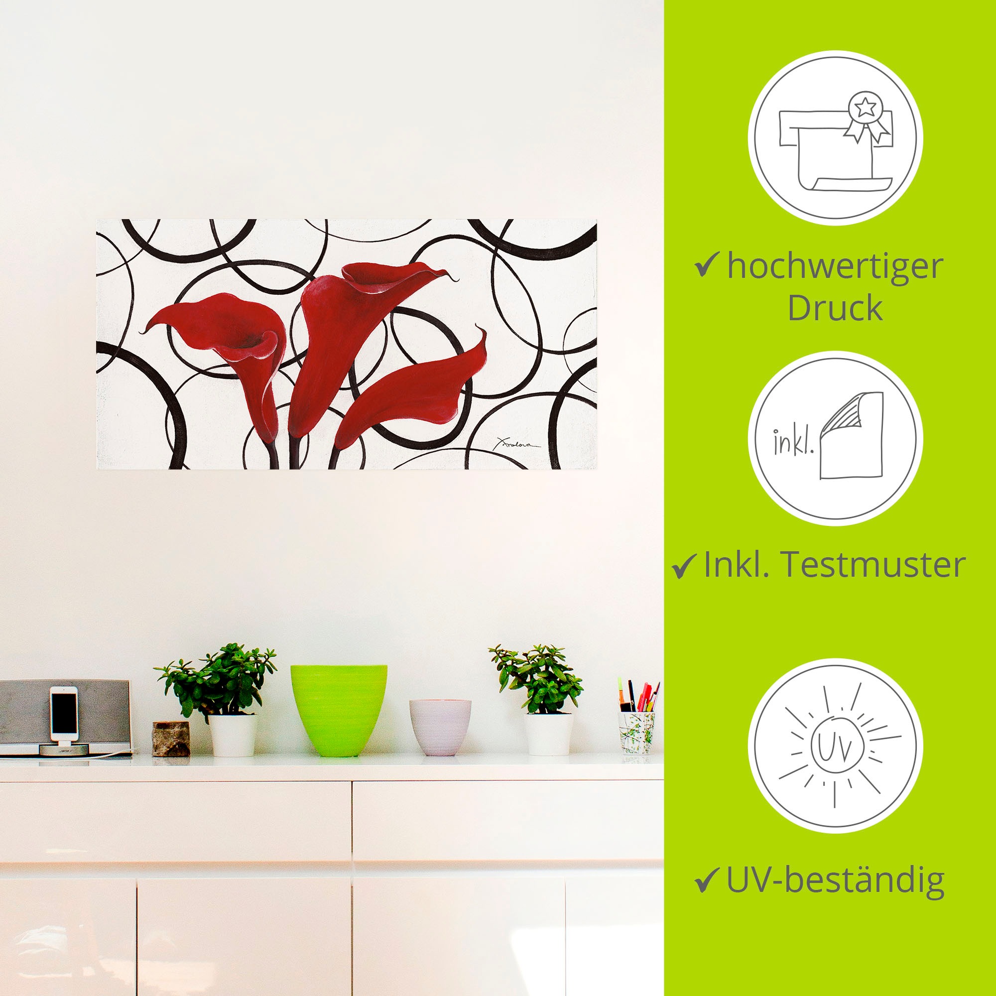 Artland Wandbild »Callas«, Blumen, (1 St.), als Leinwandbild, Wandaufkleber in verschied. Größen