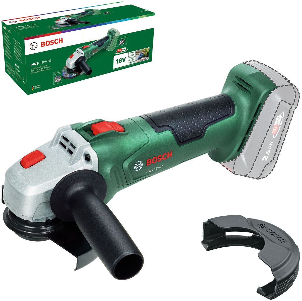 Bosch Home & Garden Akku-Winkelschleifer »PWS 18V-70 (115mm) solo« ohne Akku und Ladegerät