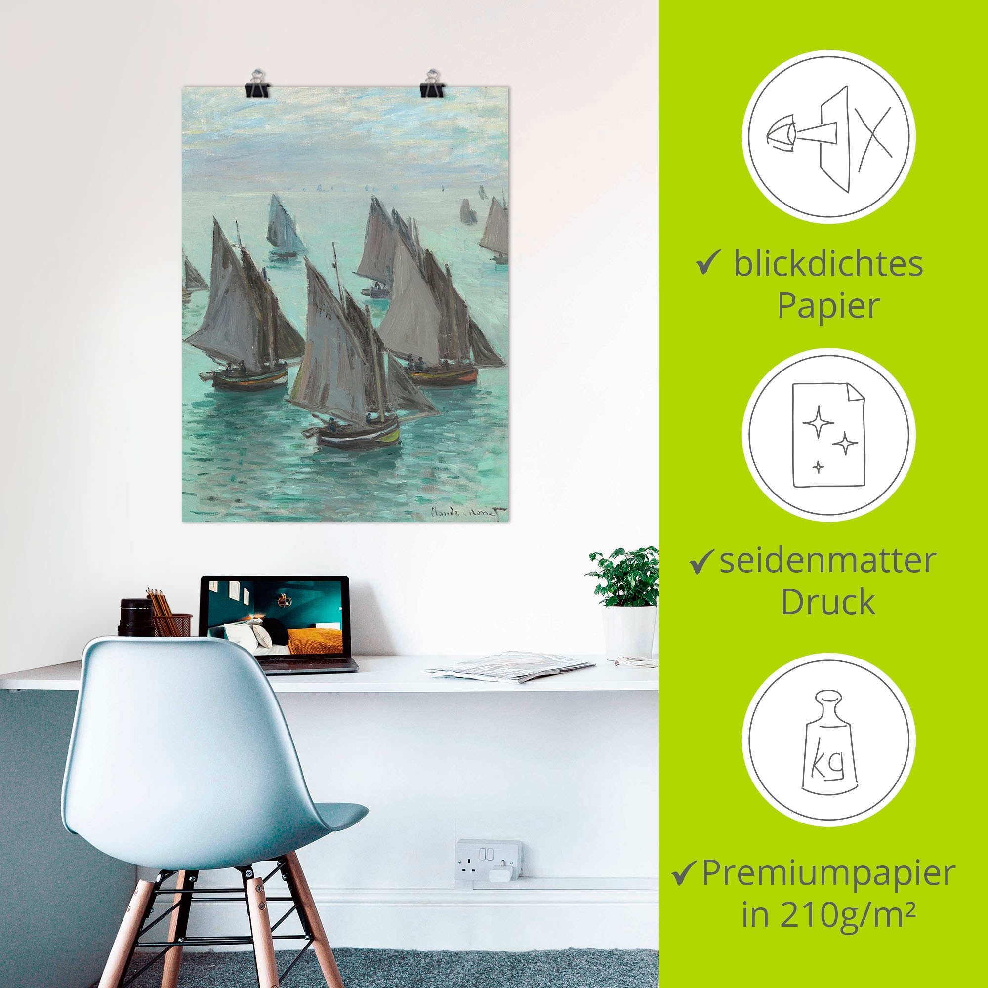 Artland Wandbild »Fischerboote bei ruhigem Wetter« Boote & Schiffe 1 Stk. tlg. als Leinwandbild, Poster in verschied. Größen