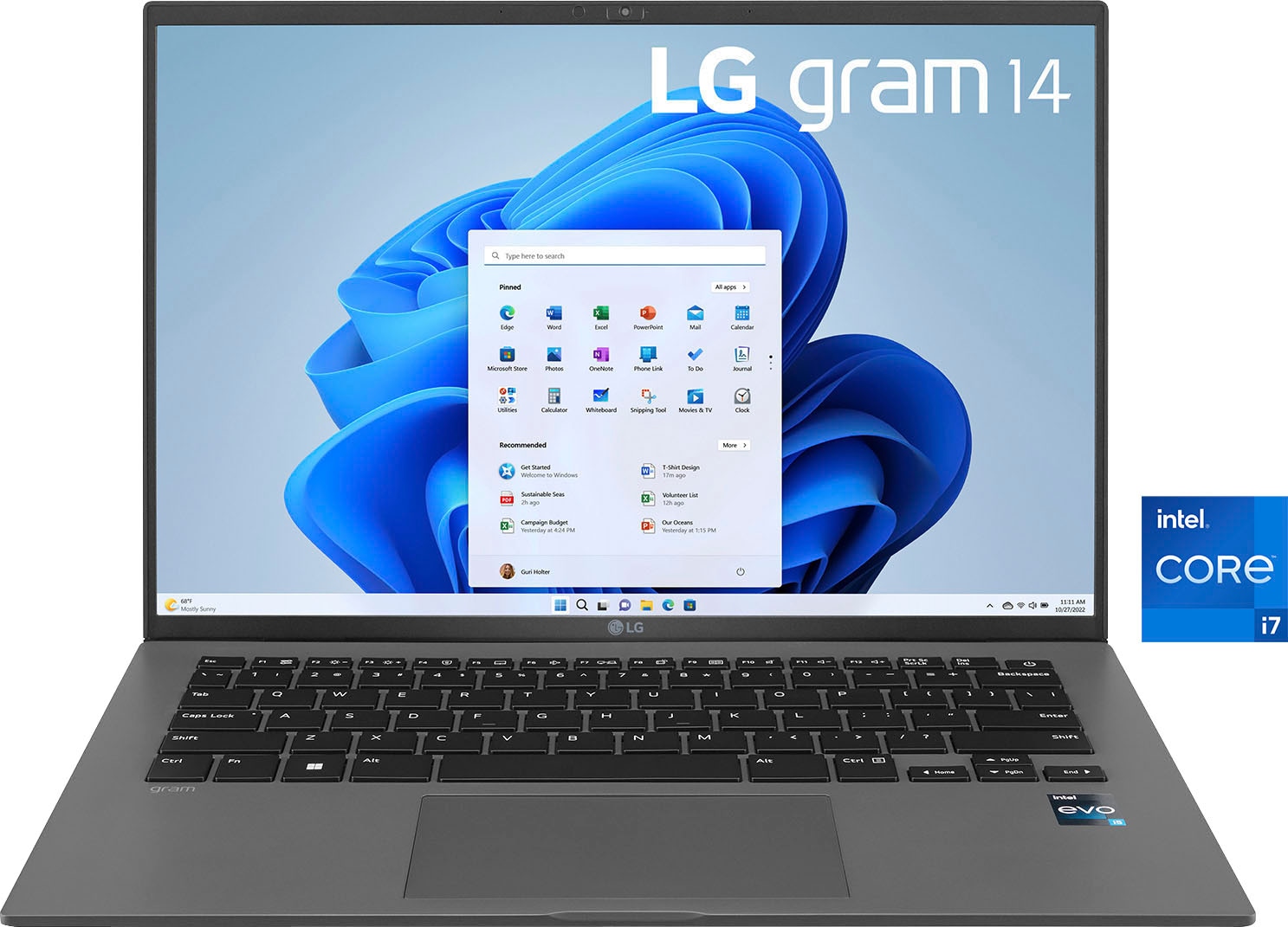LG Notebook »Gram 14Z90R-G.AA79G«, 35,5 cm, / 14 Zoll, Intel, Core i7, Iris Xe Graphics, 1000 GB SSD