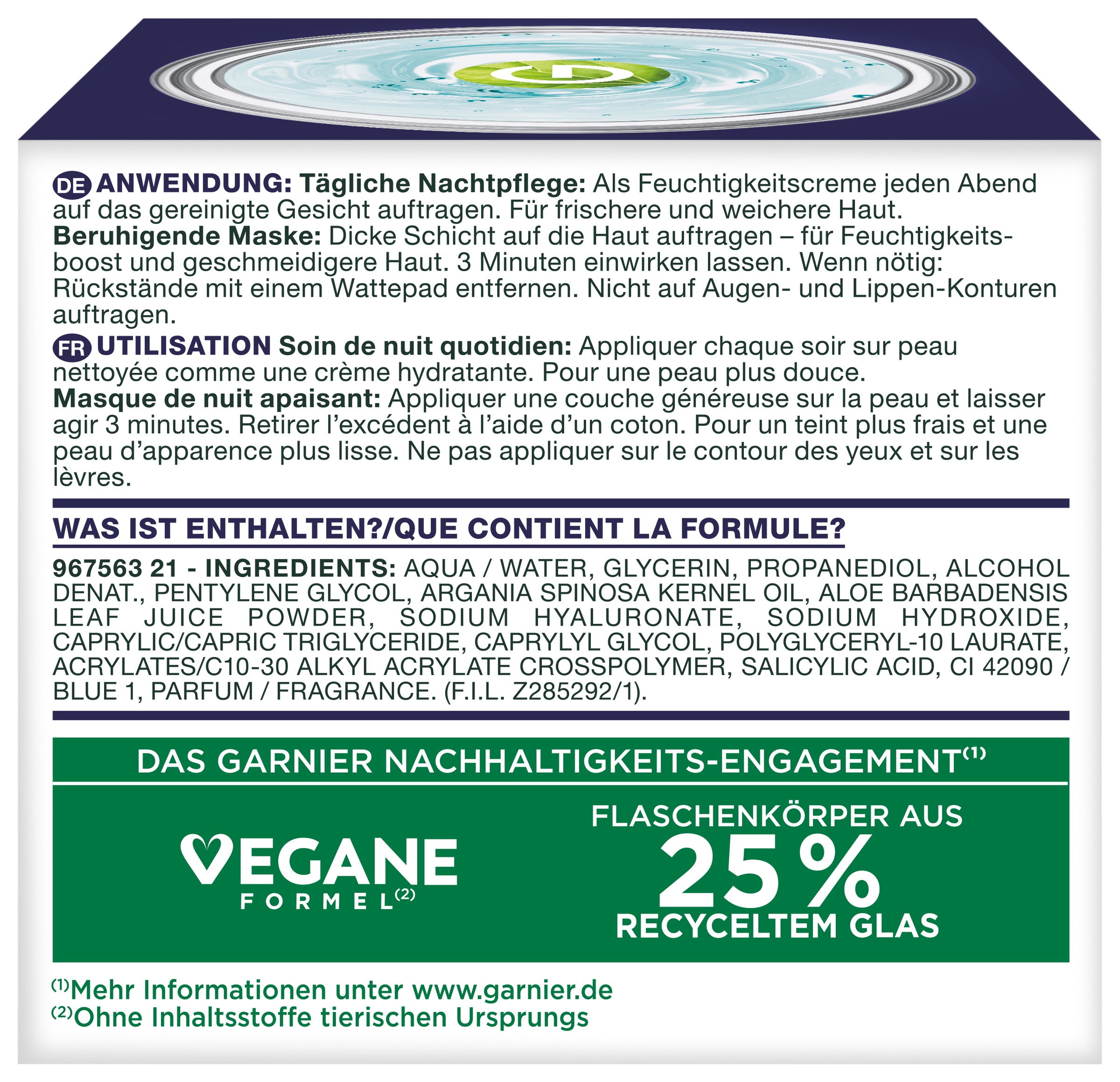 GARNIER Nachtcreme »Garnier Hyaluron Barrier Repair Gel-Creme Nachtpflege« feuchtigkeitsspendend, verbessert Regeneration