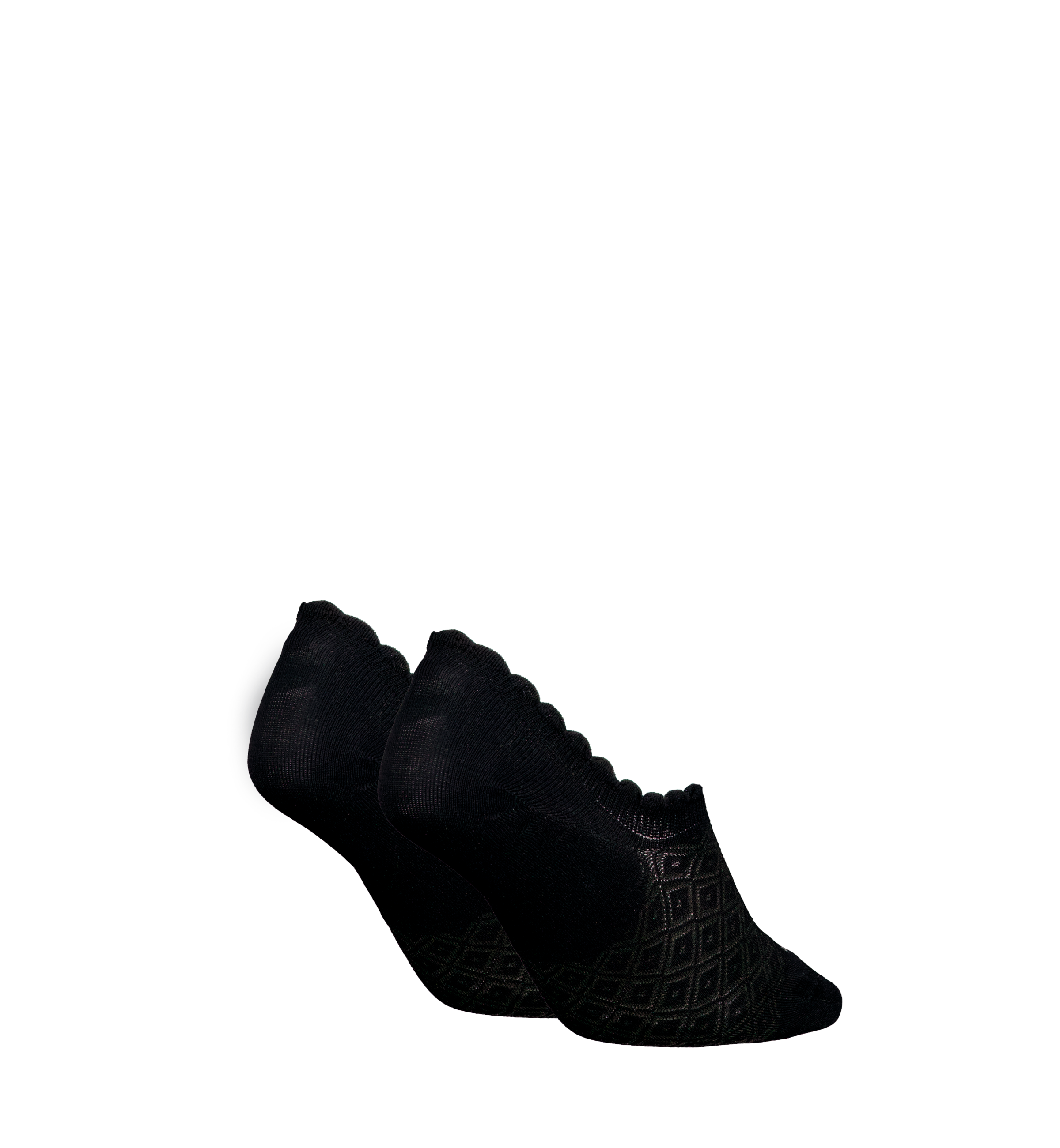 Calvin Klein Jeans Füßlinge »CK WOMEN FOOTIE HIGH CUT 2P DIAMOND« 2 Paar,  Mit gewelltem Rand und tollem Muster