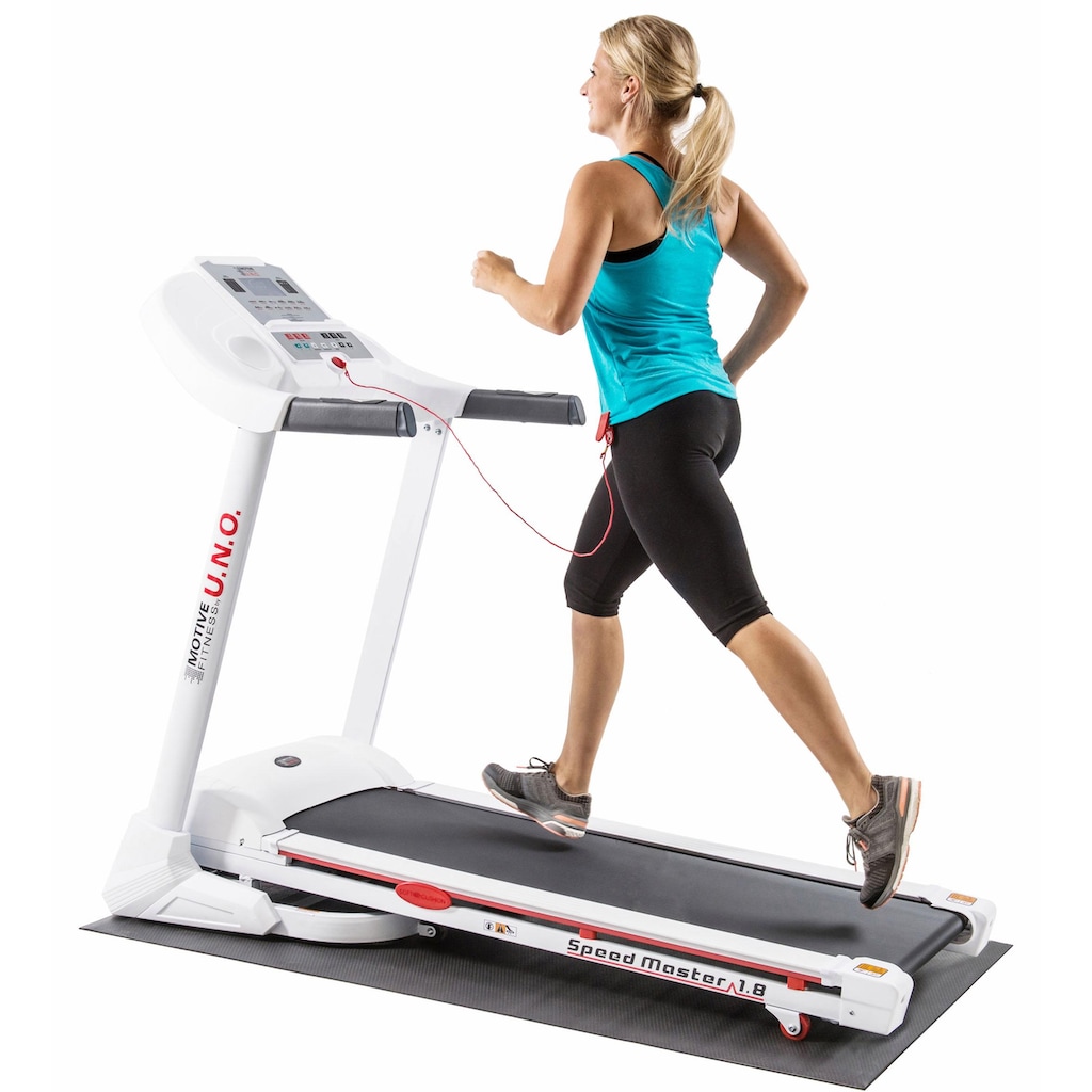 MOTIVE FITNESS by U.N.O. Laufband »Speed Master 1.8«, mit Höchstgeschwindigkeit 18 km/h und integrierten Transportrollen