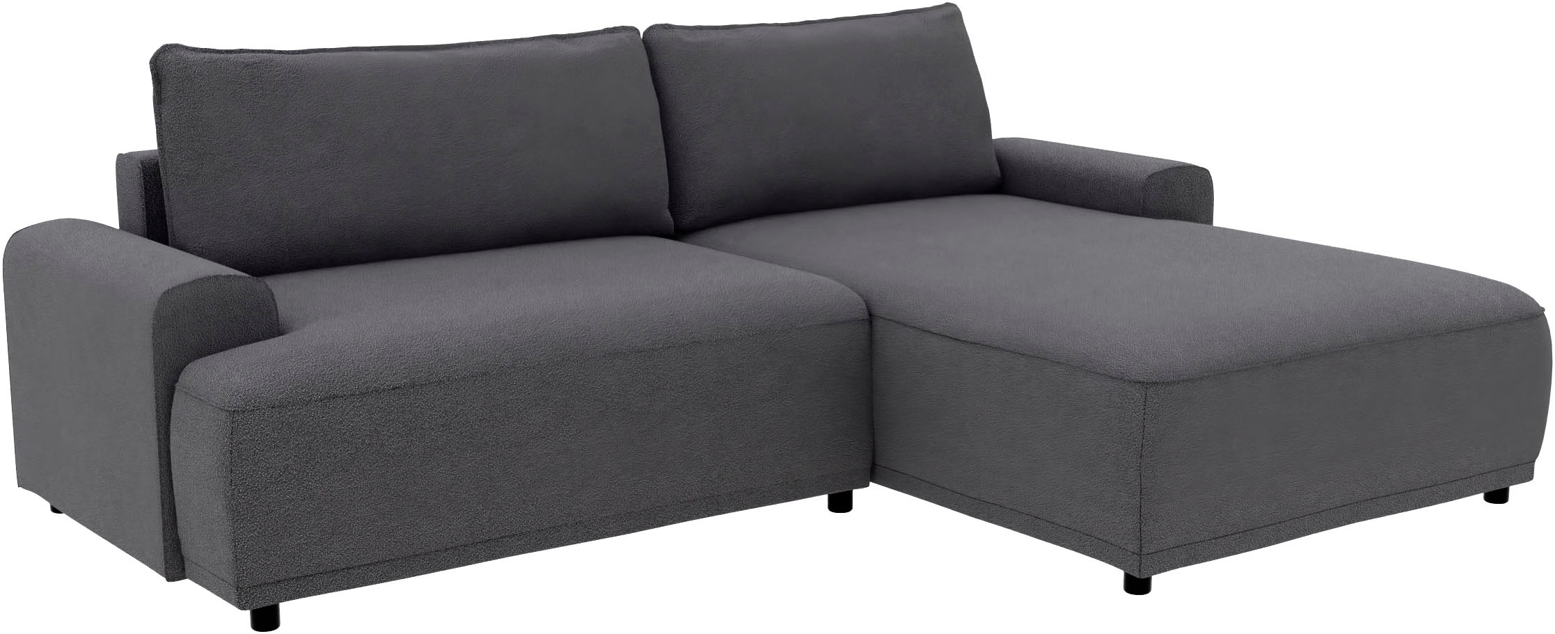 TRENDMANUFAKTUR Ecksofa »Fordon, Schlafsofa mit Bettkasten, Couch in L-Form, Breite 250 cm«, in Struktur fein LEO, haustierfreundlich, anthrazit, Recamiere rechts