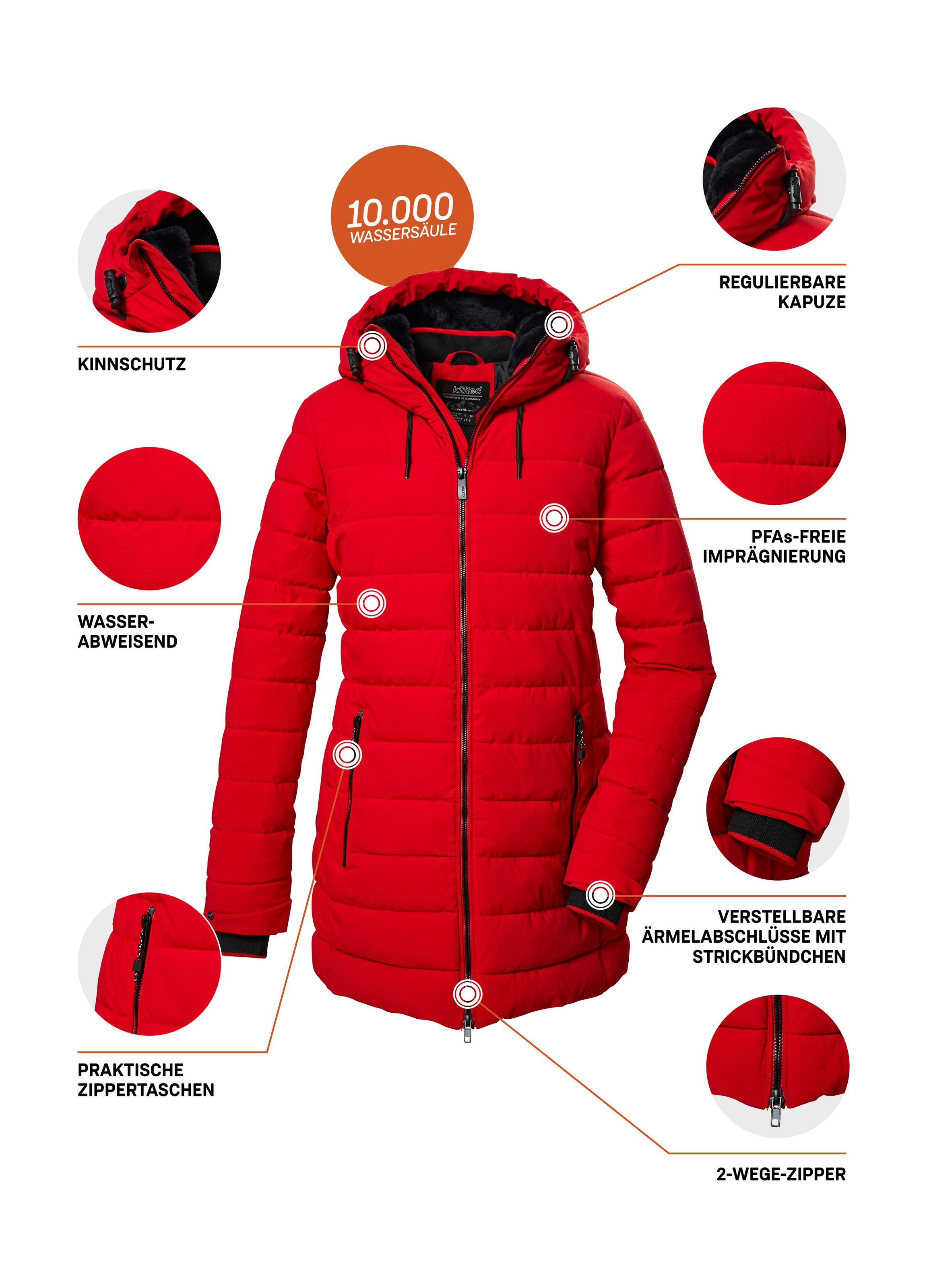 Killtec Steppmantel »KOW 55 WMN QLTD PRK«, Wasserabweisender, winddichter Damenparka, atmungsaktiv