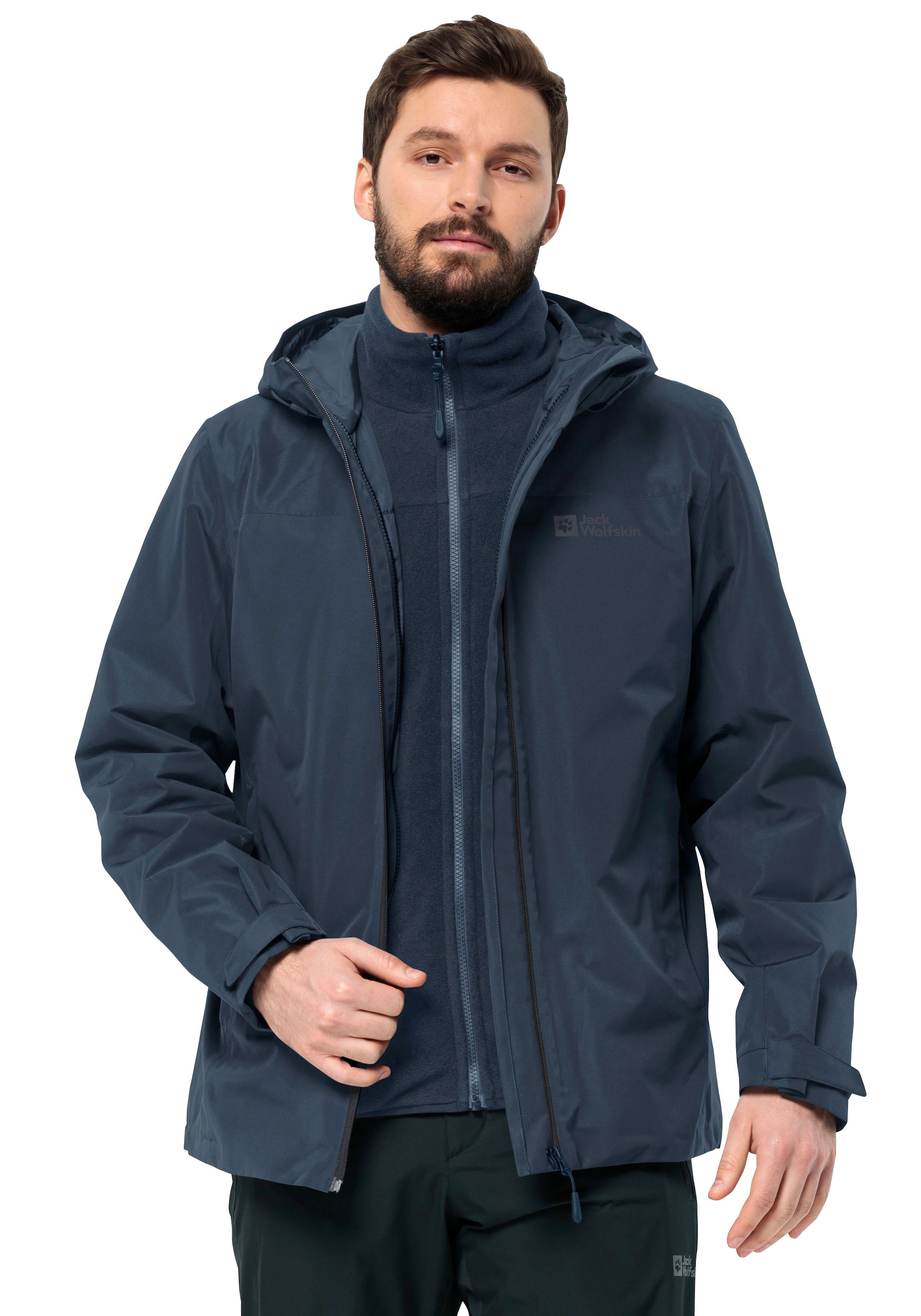 Jack Wolfskin 3-in-1-Funktionsjacke »TAUBENBERG 3IN1 JKT M«, mit Kapuze, mit wasserabweisenden Reißverschlüssen, Wasserdicht, Atmungsaktiv