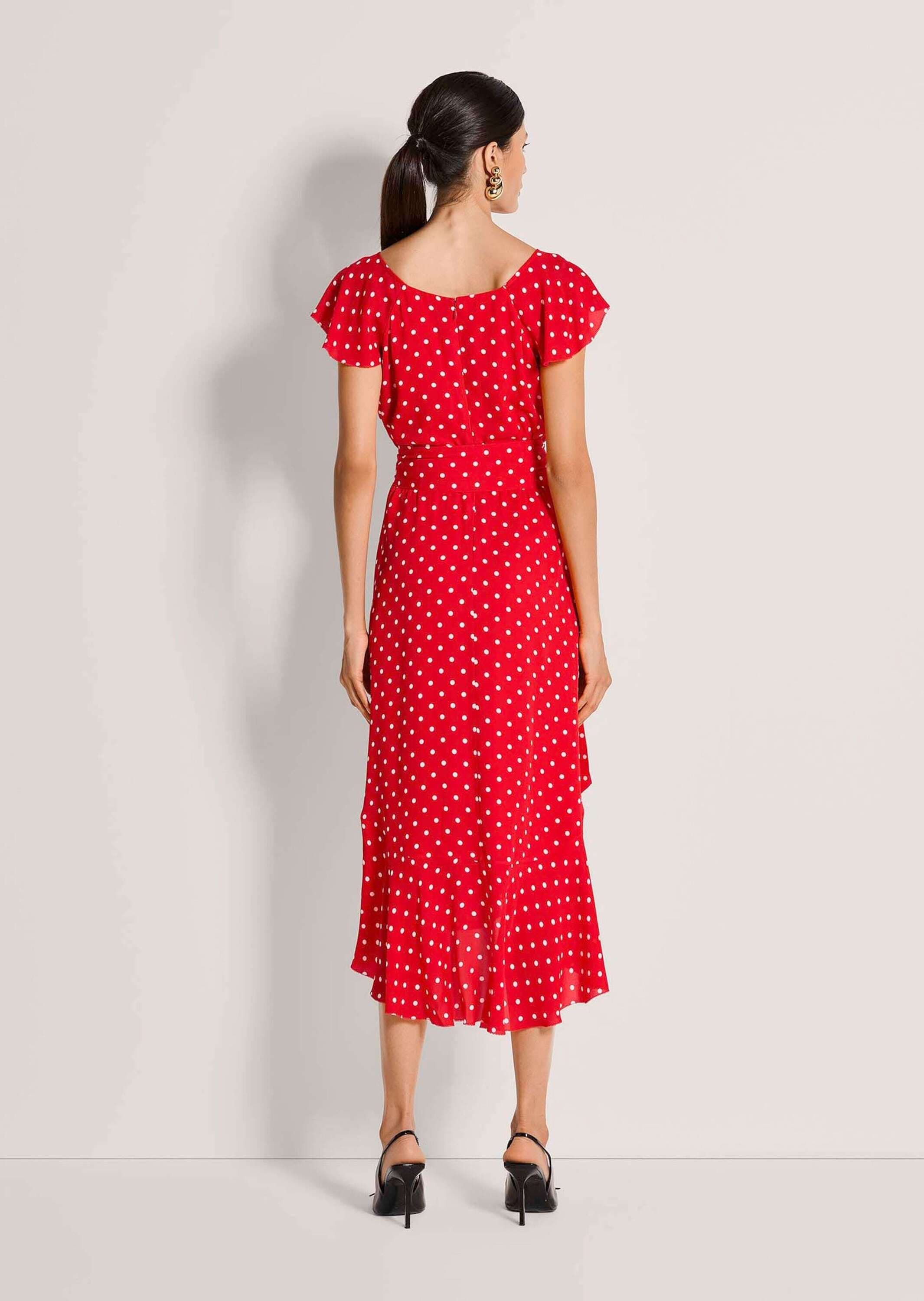 MADELEINE Midikleid »Wickelkleid Midikleid mit Tupfenmuster« Volant am Rock