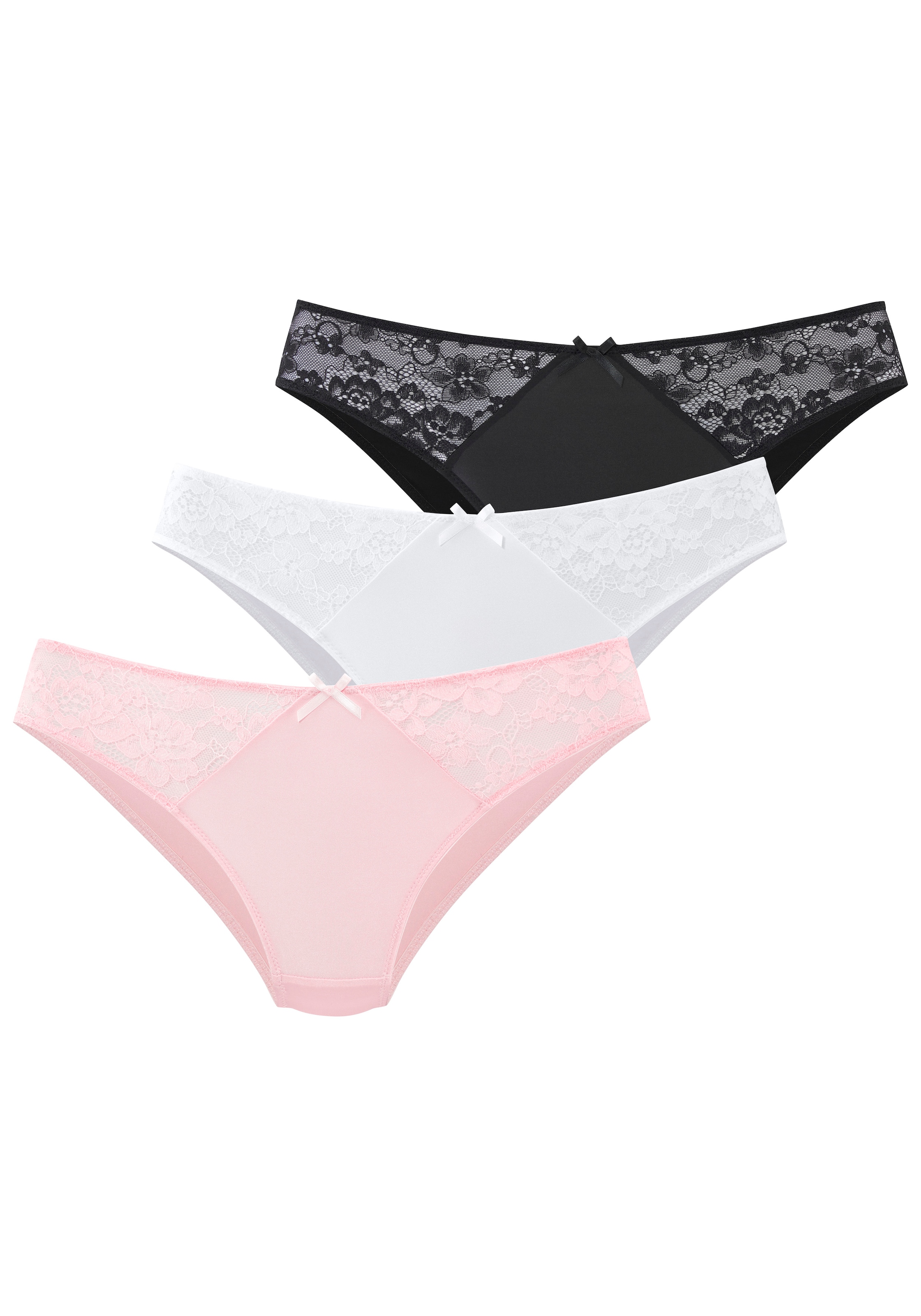 petite fleur Slip Packung, 3 Stk. mit Spitzeneinsätzen