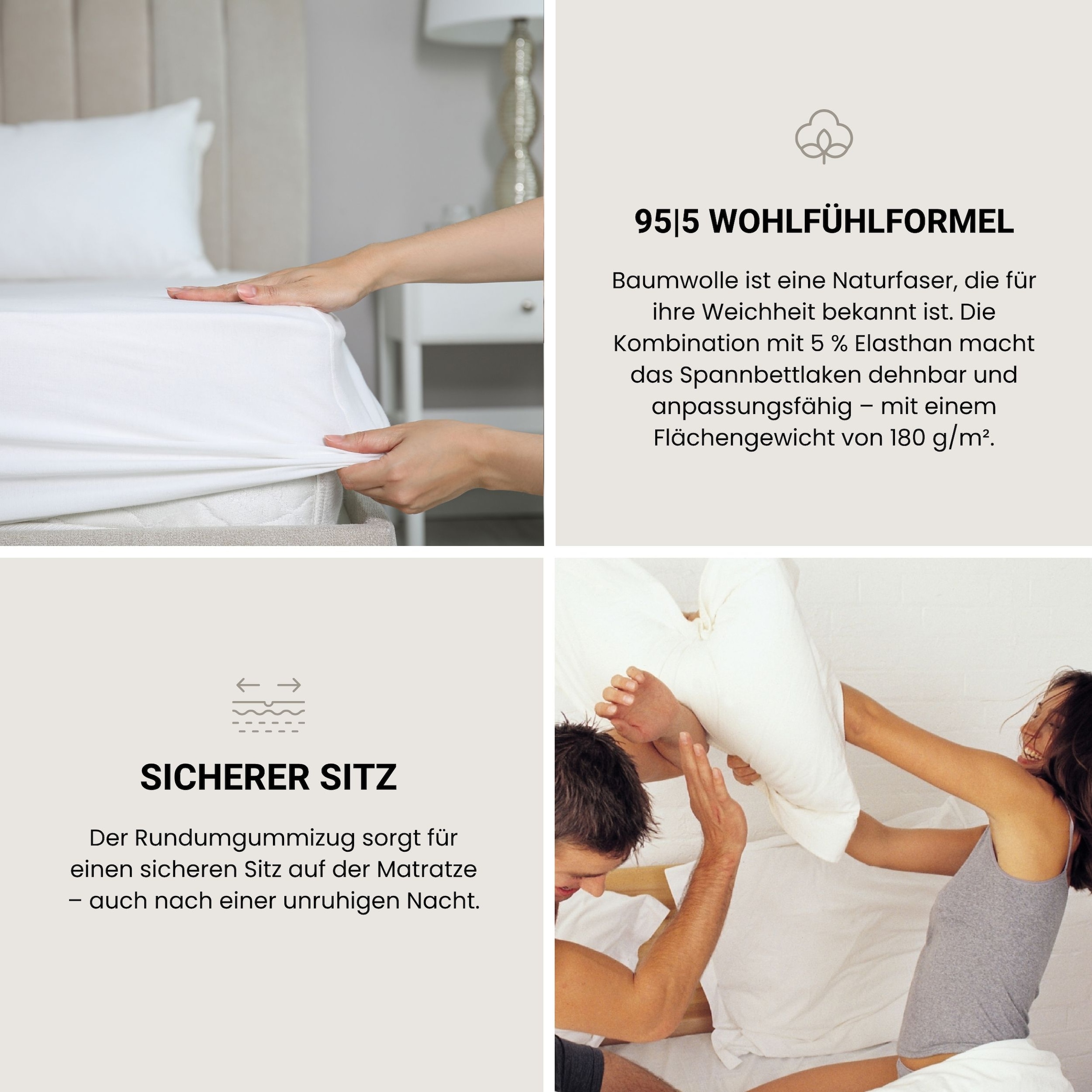 Schiesser Spannbettlaken »Flexi aus 95% Baumwolle und 5% Elastahan in Premium-Qualität« für hohe Matratzen und Boxspringbetten geeignet, Made in Green