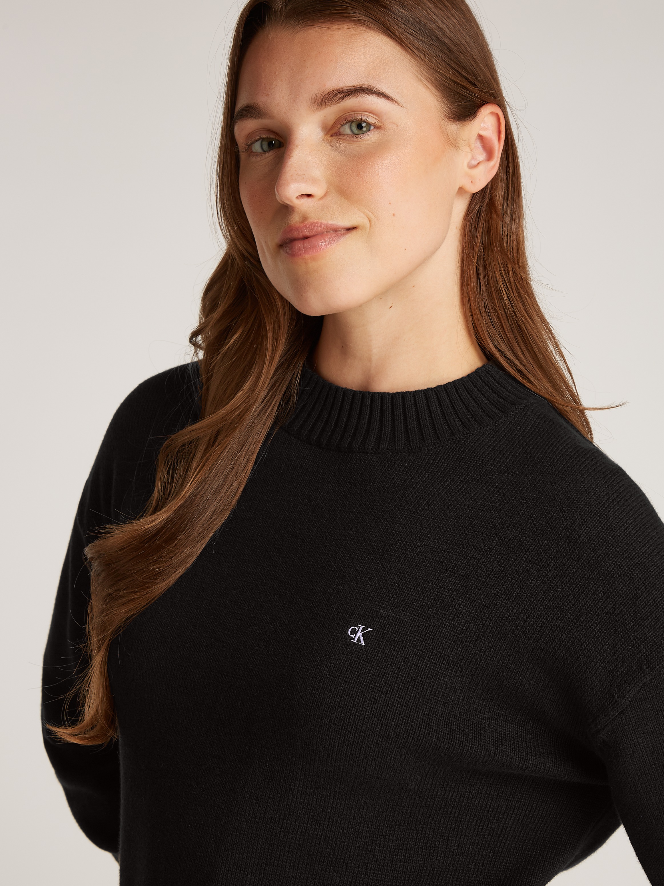 Calvin Klein Jeans Rundhalspullover »MONOGRAM EMBRO CREWNECK SWEATER«, mit Logostickerei