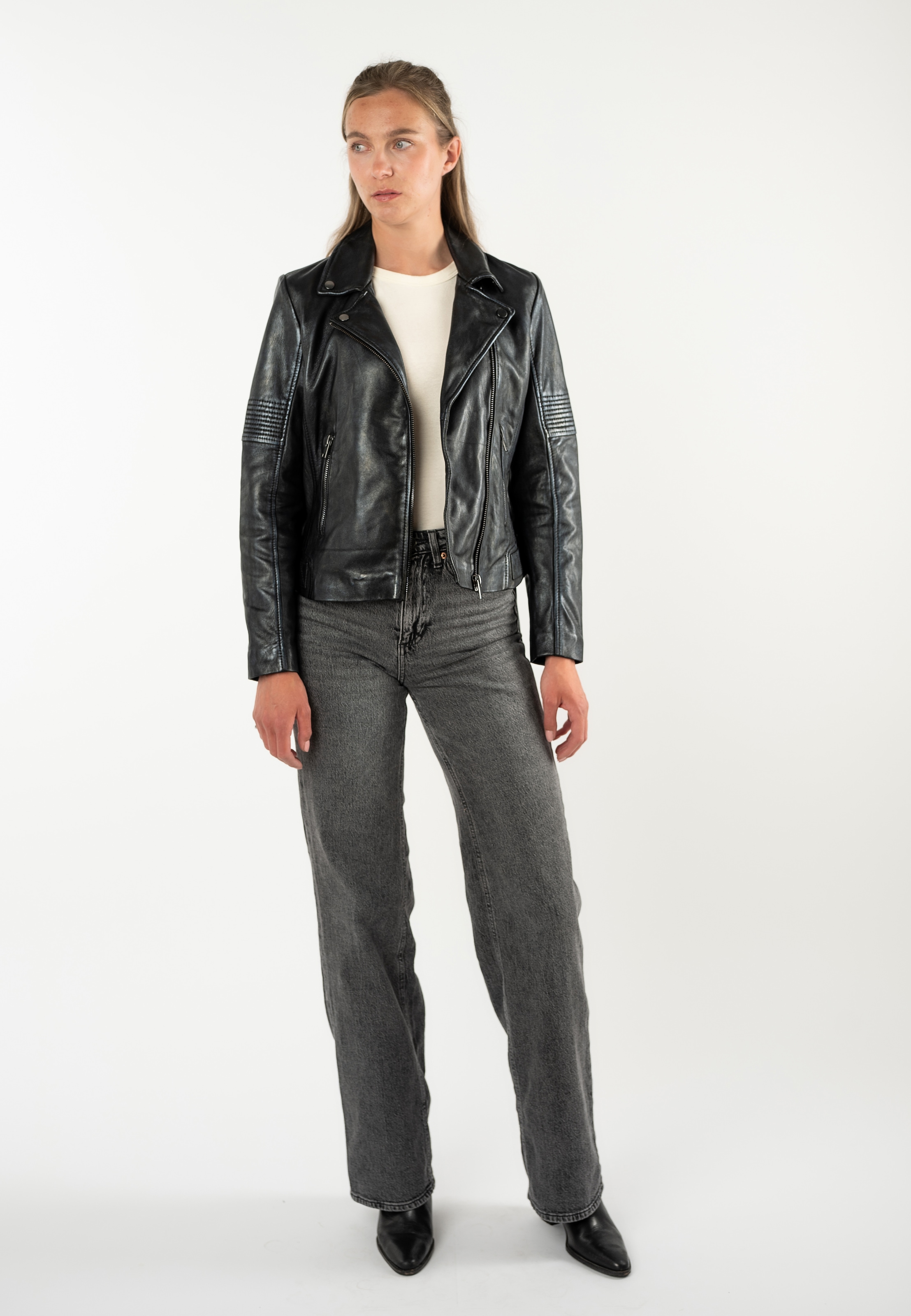 Mauritius Lederjacke »MWJuna SF« mit asymmetrischem Verschluss, Slim Fit
