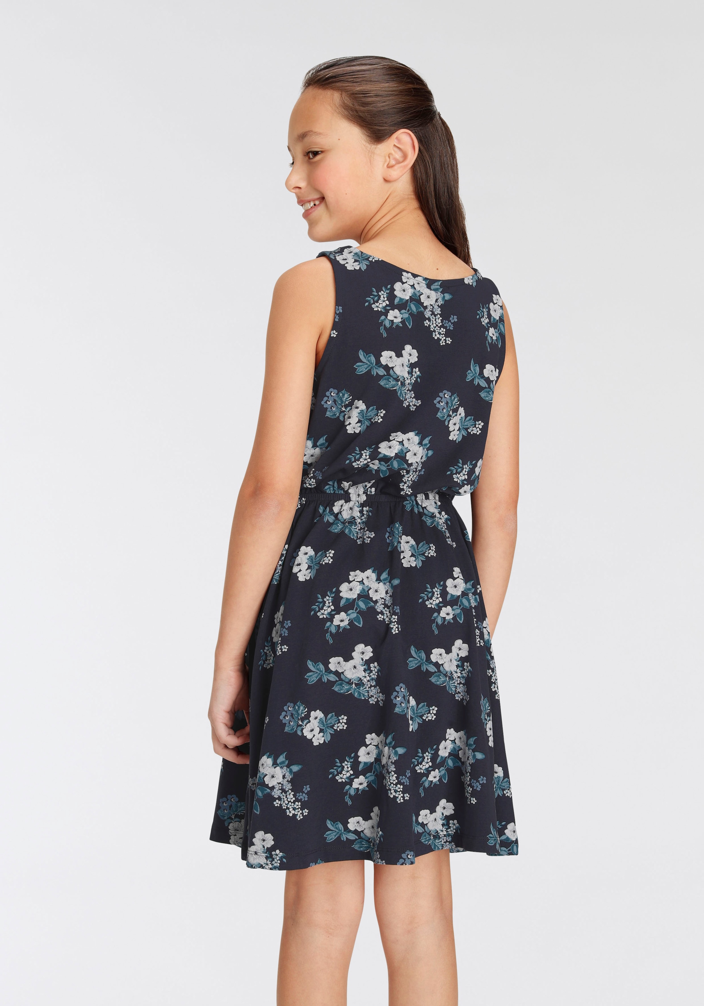 KIDSWORLD Jerseykleid »- Skaterkleid mit Blumen bedruckt«, festliche Anlässe, kniefreie Länge, modisch, aus Jerseystoff