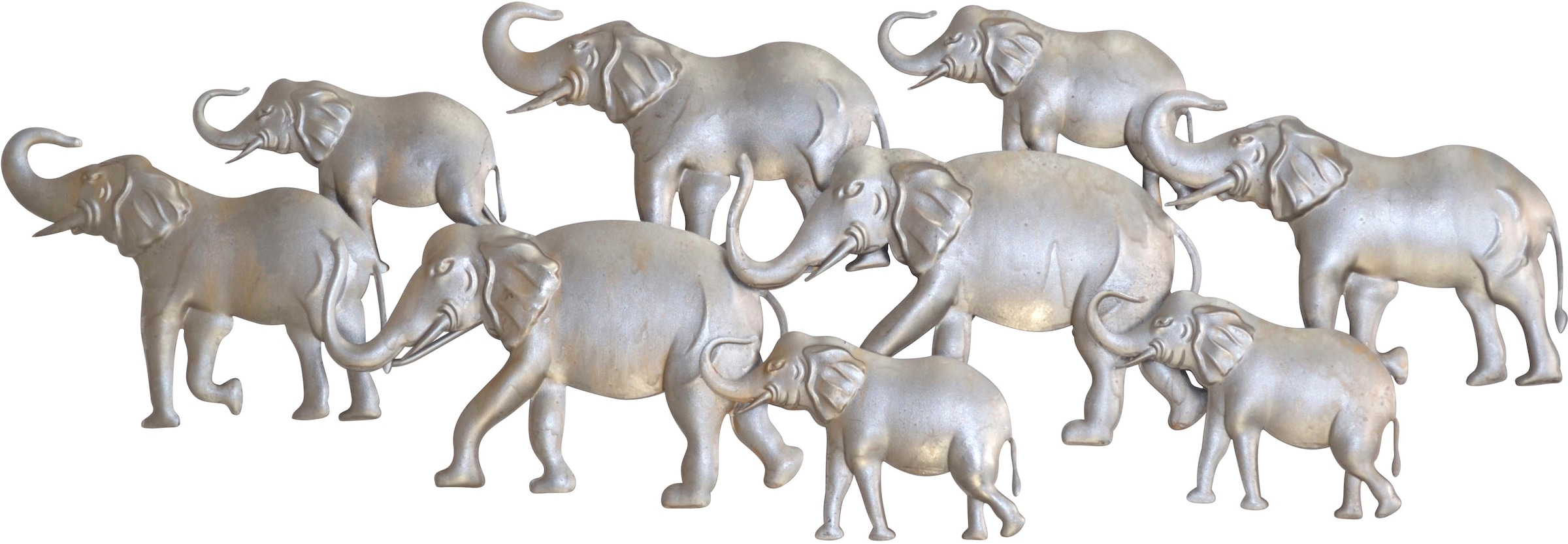 HOFMANN LIVING AND MORE Wanddekoobjekt »Elefantenfamilie, silber«