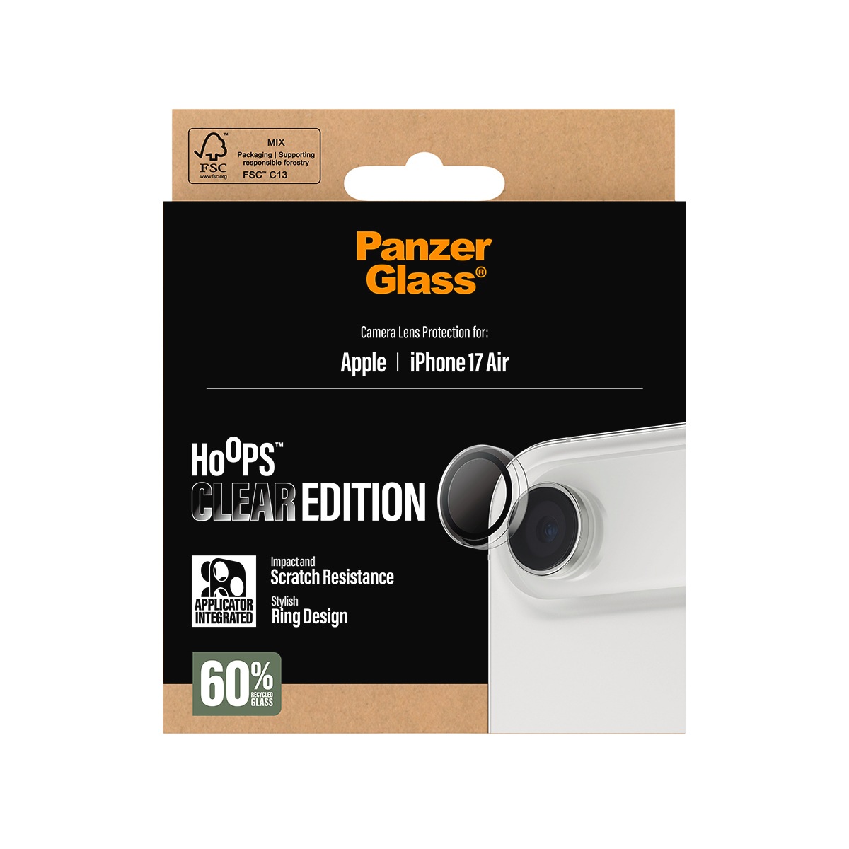 CARE by PanzerGlass Kameraschutzglas »Hoops Camera Lens Protector« für Apple iPhone Air Kameraschutz,Linsenschutz,Objektivschutz, kratz- & stoßfest