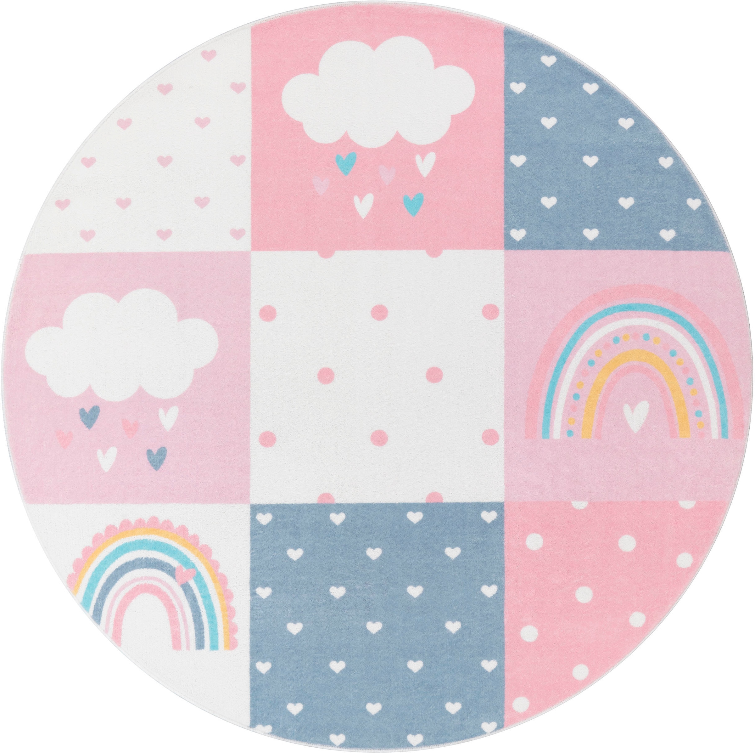 Kinderteppich »Eliz 396«, rund, Spielteppich, Patchwork-Muster, Motiv Regenbogen,...