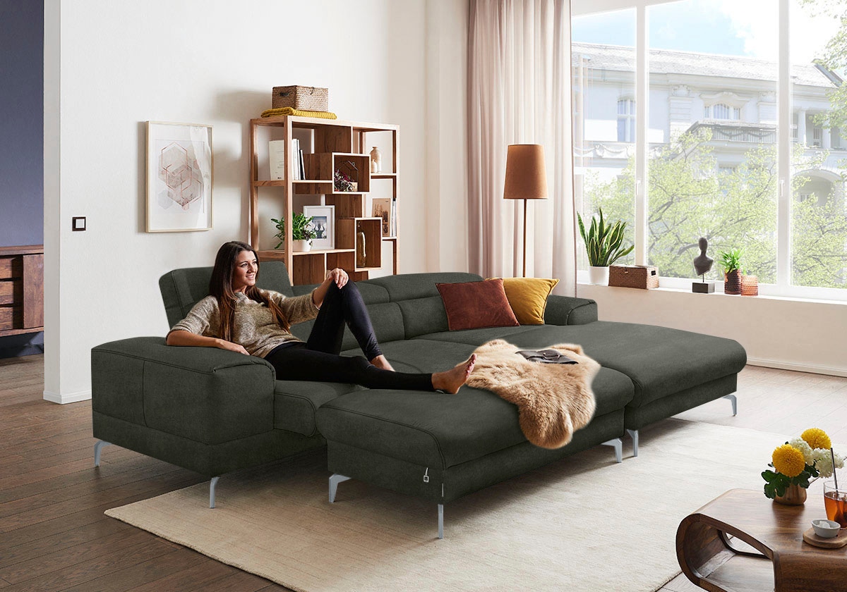 W.SCHILLIG Polsterhocker »piedroo, Designsofa mit tollem Sitzkomfort, bequem, L-Form«, Füße in Silber matt