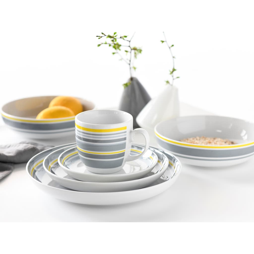 CreaTable Kombiservice »Geschirr-Set Trend Line«, (Set, 10 tlg., Kaffeeservice und Tafelservice im Set, für 2 Personen)