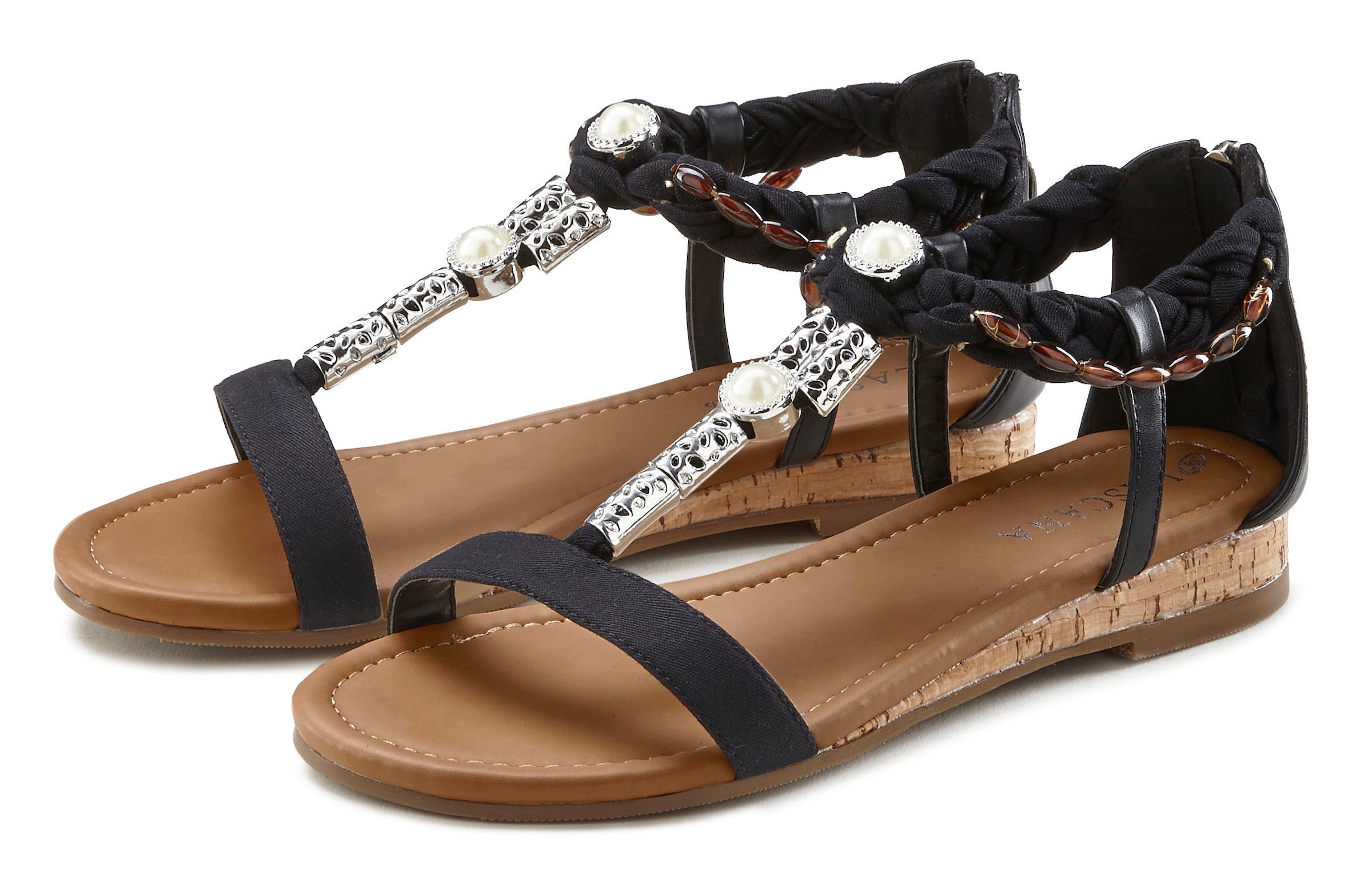 LASCANA Sandale, Sandalette, Sommerschuh mit Schmuckelementen VEGAN