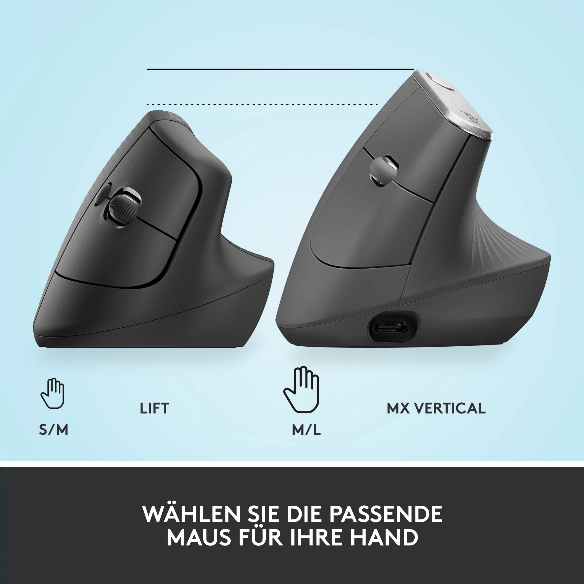 Logitech ergonomische Maus »Lift Right Vertical«, Bluetooth