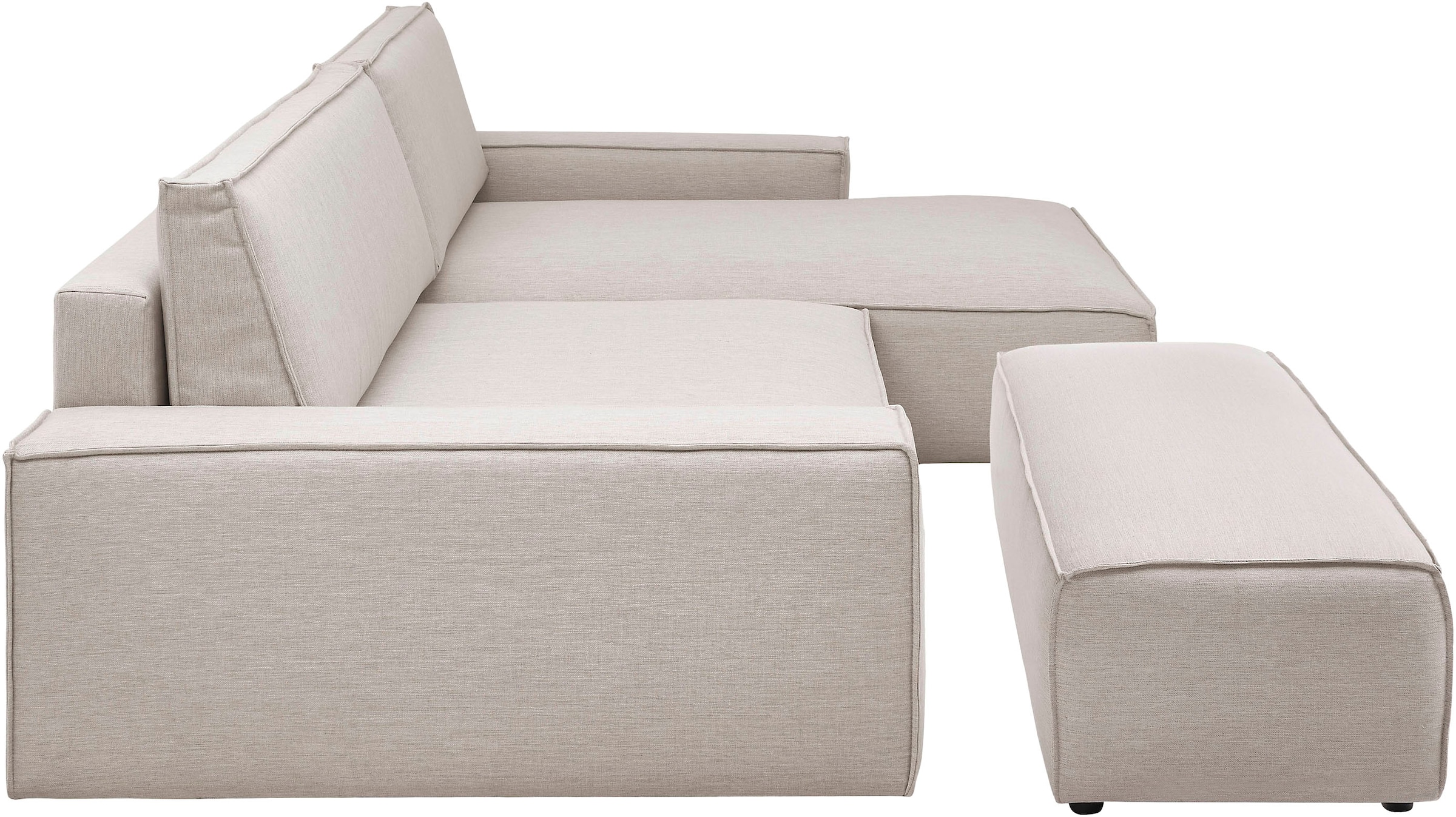 Home affaire Polsterecke »NEU: SHERWOOD XXL tief, L-Form mit Schlaffunktion, Big-Sofa mit Hocker«, (Set, 2 St.), stellbar zum Schlafsofa (Krokodilverbinder), Cord, Leinenoptik