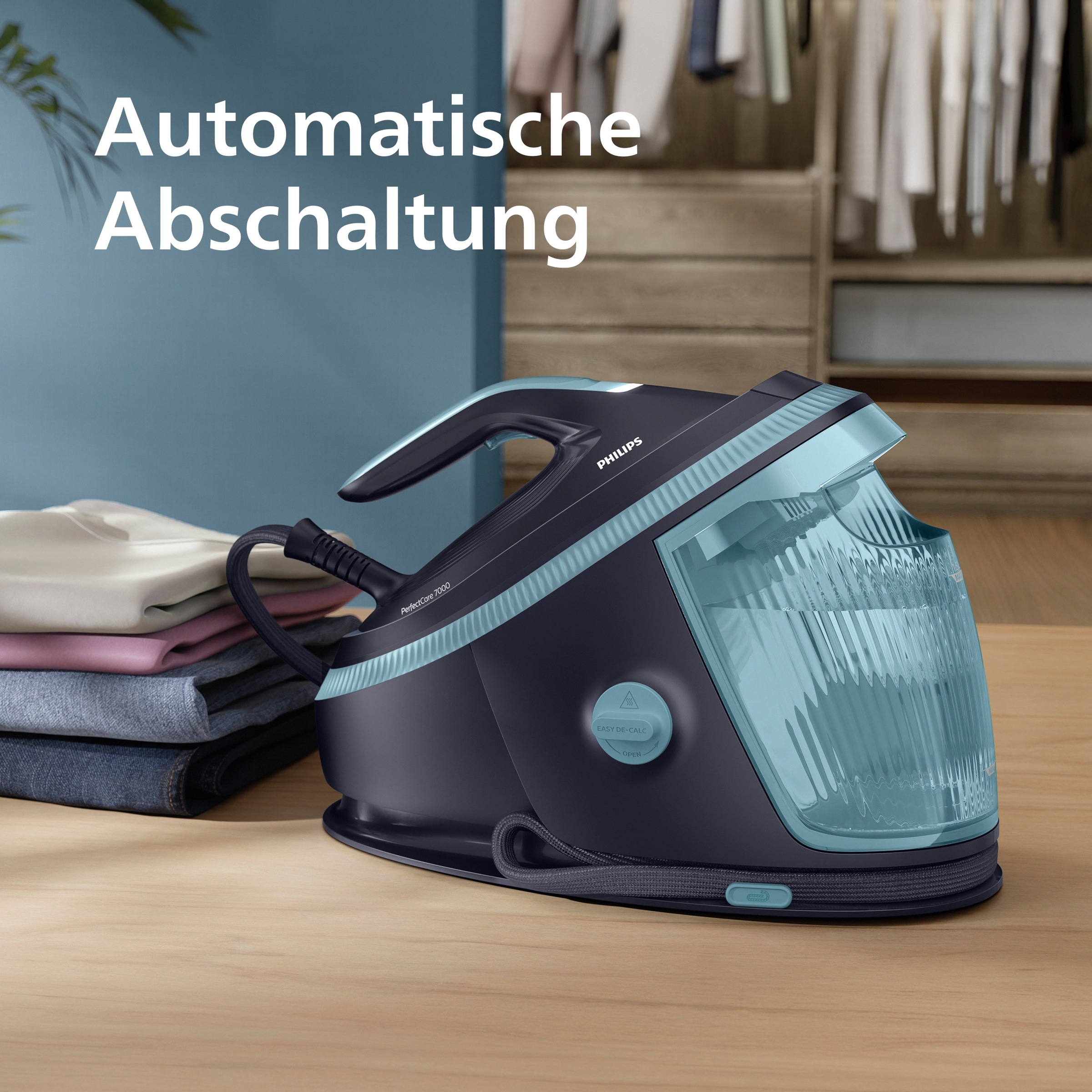 Philips Dampfbügelstation »PerfectCare 7000 Series PSG7200/20, Blau« 1,5 ml Wassertank 2.850 Watt, OptimalTemp & TurboPower-Dampfmotor, 600 gr Dampfstoß