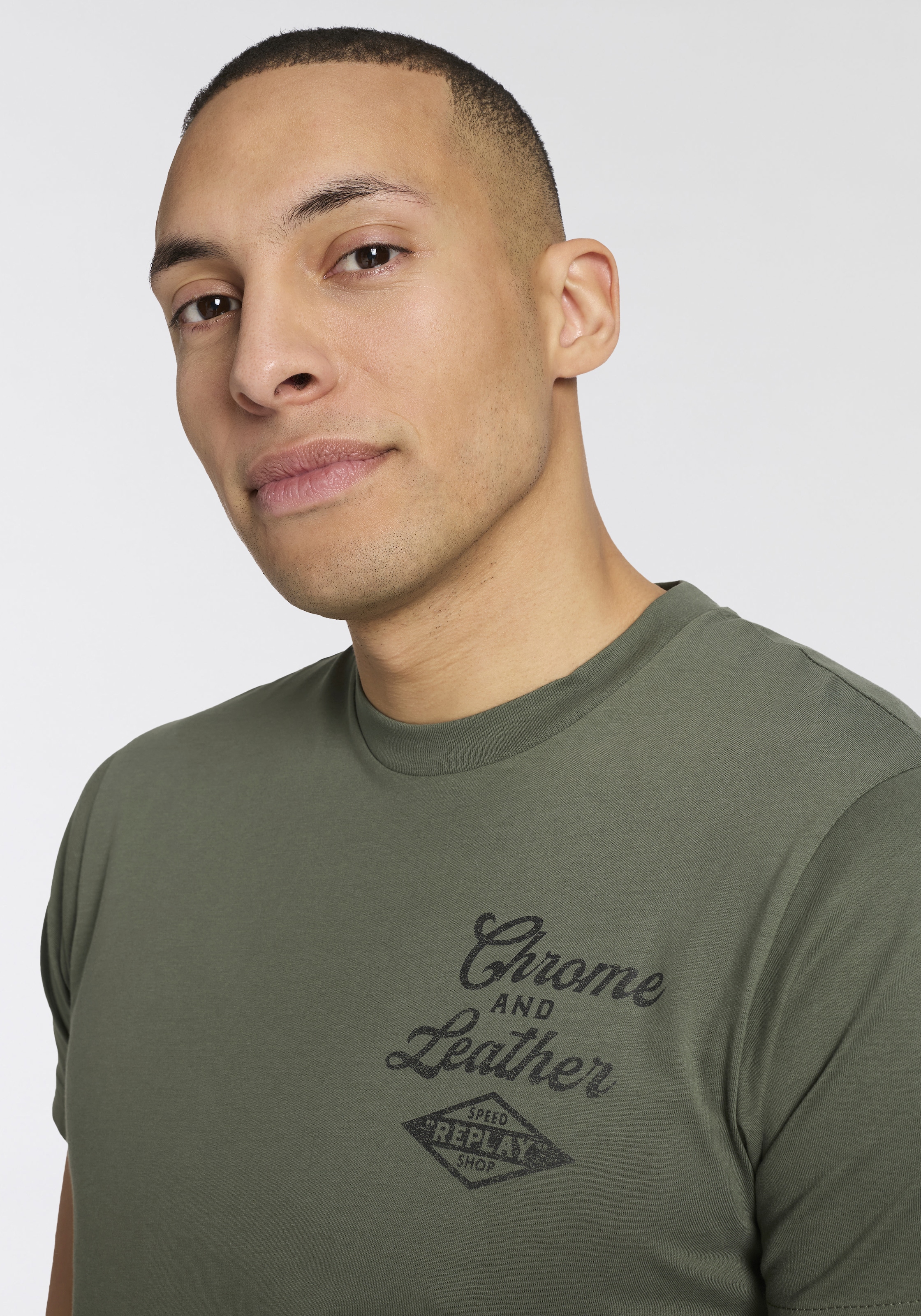 Replay T-Shirt mit Print, Rundhalsausschnitt