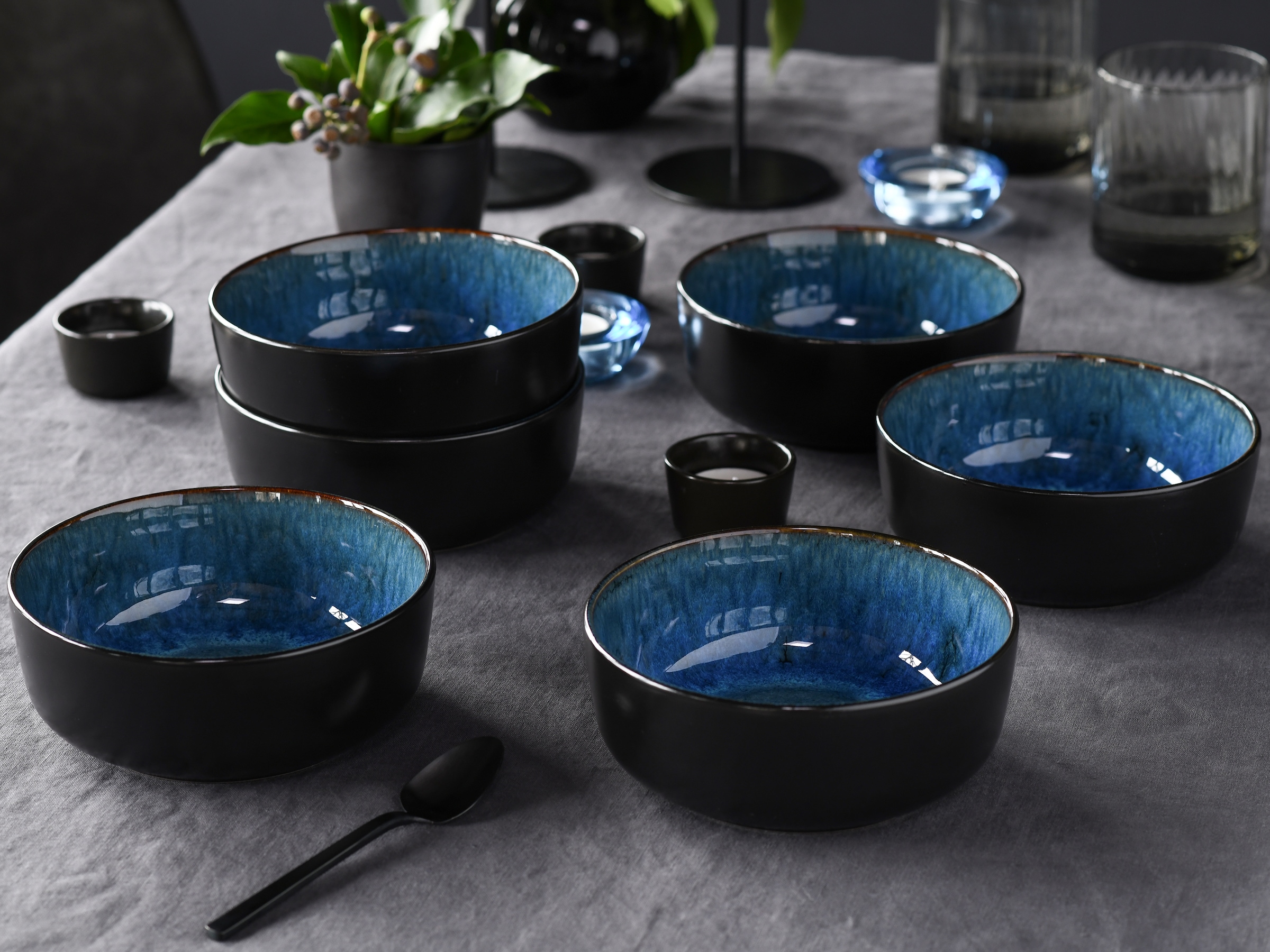 CreaTable Müslischale »Nordic Fjord« 6 Stk. aus Steinzeug Salatschale, Snackschale, Ø 15,5 cm, 960 ml