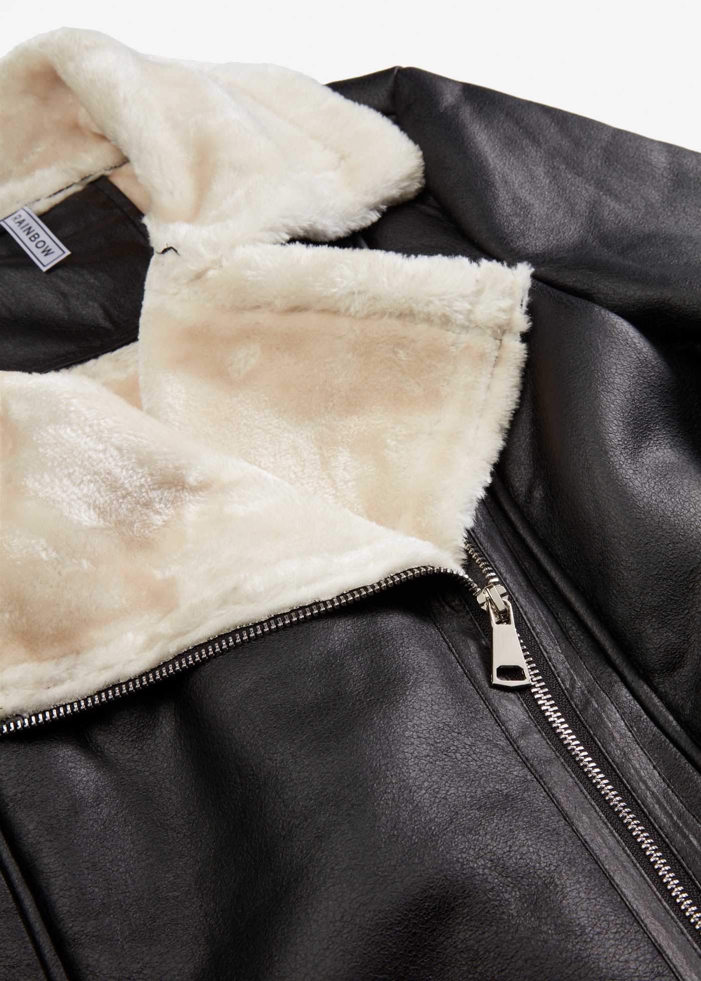 bonprix Bikerjacke unifarbenes Design mit Farbeinsätzen, mit Fellimitatkragen