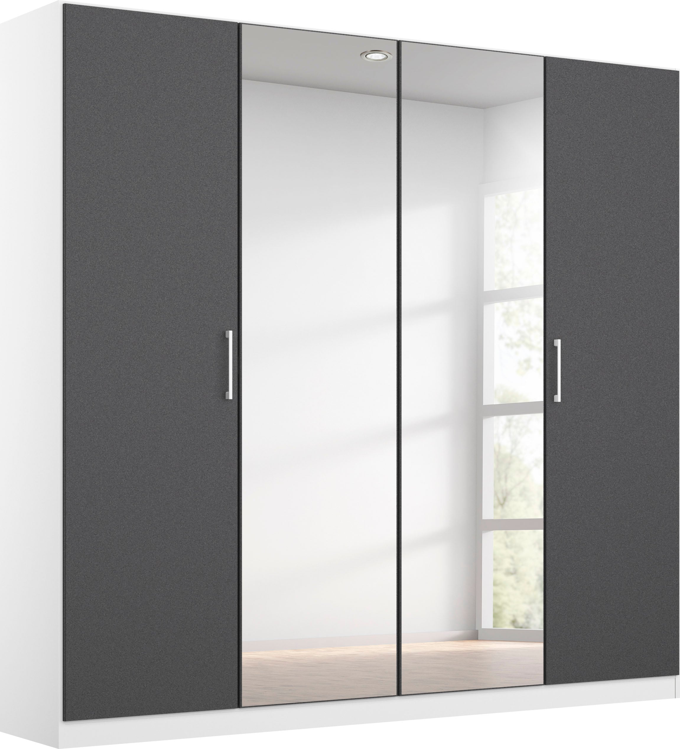 rauch Drehtürenschrank »Kleiderschrank Schrank Garderobe Wäscheschrank COSMO«, mit zusätzlichen Einlegeböden, Metallgriffe in Weiß MADE IN GERMANY
