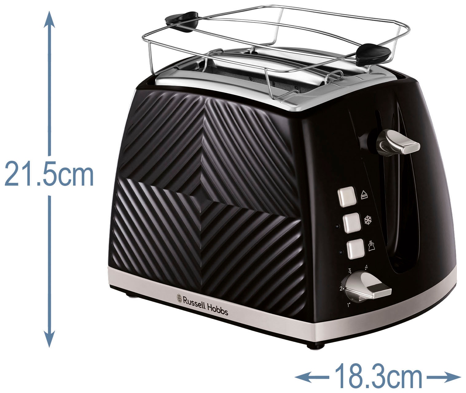 RUSSELL HOBBS Toaster »Groove 26390-56, schwarz, 850 Watt - Brötchenaufsatz & Krümelschublade«, 2 Schlitze, 850 W