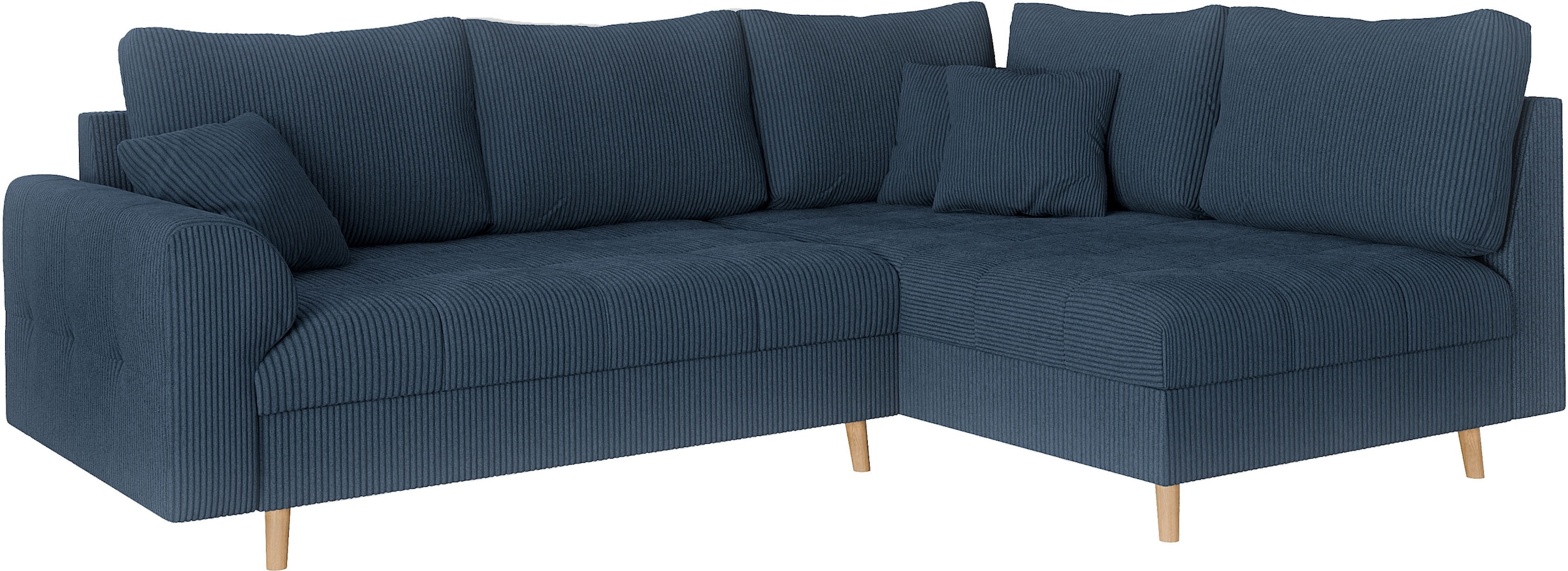 Home affaire Ecksofa »CHARRE L-Form mit Ottomane, Maße B/T/H: 231/161/81 cm«, feine Steppung, lose Rücken- und Zierkissen, auch in Cord und Bouclé