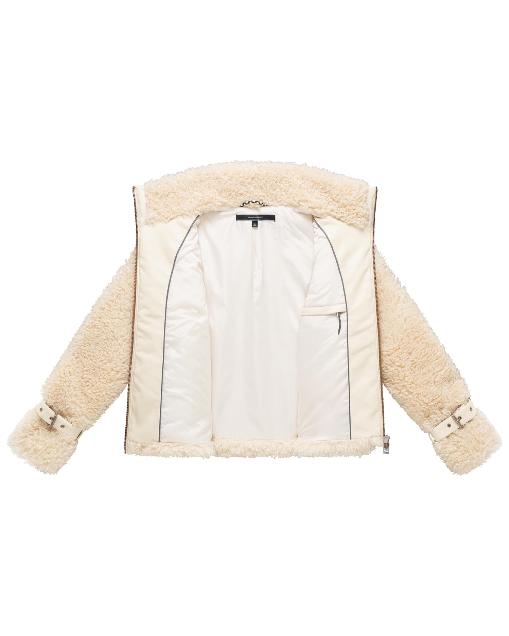 Navahoo Plüschjacke »Plüschjacke Wuschelwonne 14« Teddy Jacke mit Kustleder-Details