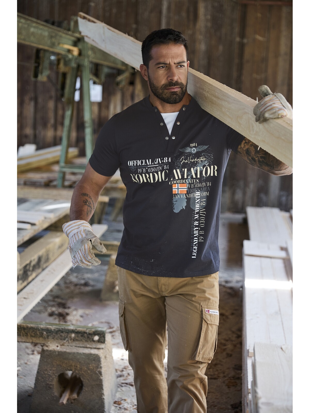 Jan Vanderstorm T-Shirt »T-Shirt ULJAS«, (1 tlg.), mit nordischen Aufdruck