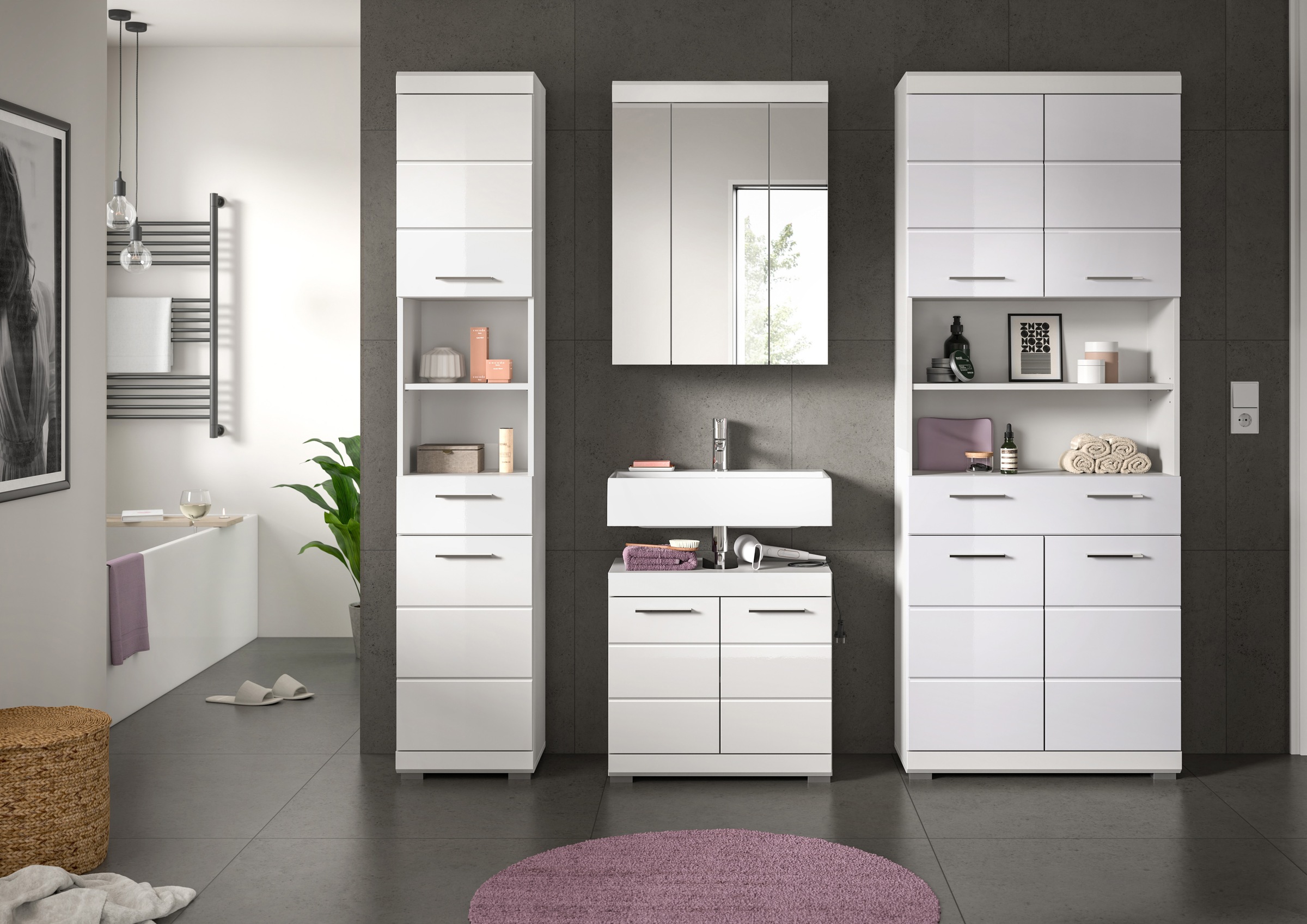 welltime Badmöbel-Set »Siena, 4 teilig, bestehend aus:« Set, TOPSELLER!, 4 Stk. tlg.