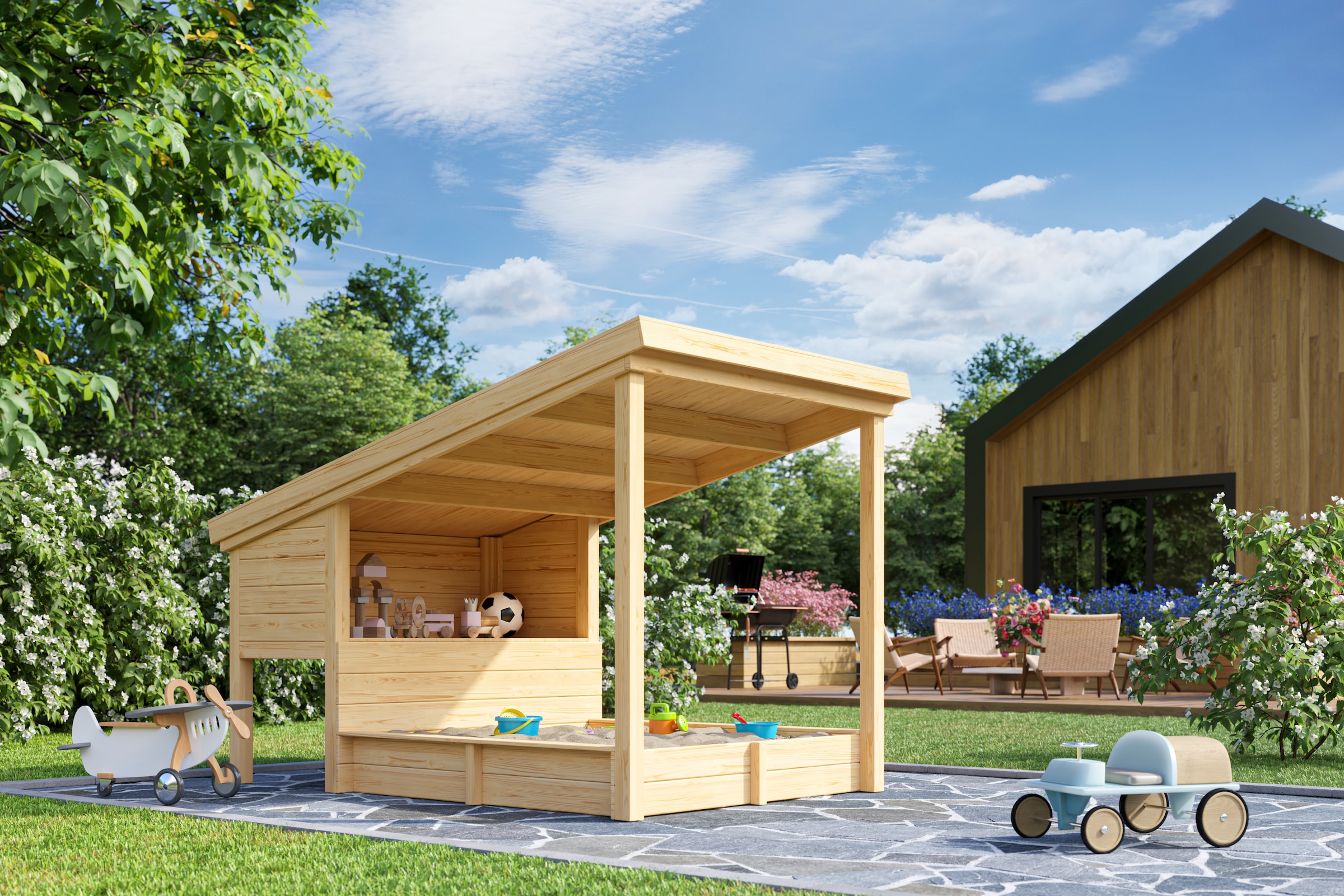 Nordic Holz Sandkasten »PIPPI 1« Spielelement mit Überdachung, BxTxH: 164x220x179 cm