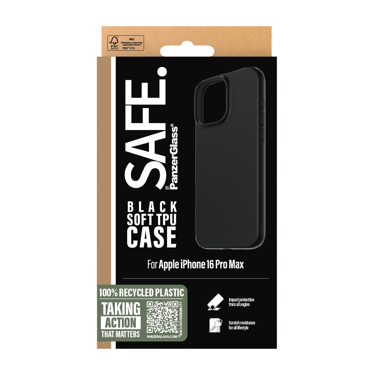SAFE by PanzerGlass Handyhülle »Soft TPU Case für Apple iPhone 16 Pro Max«, Backcover, Schutzhülle, Handyschutzhülle, Case, Schutzcase, stoßfest